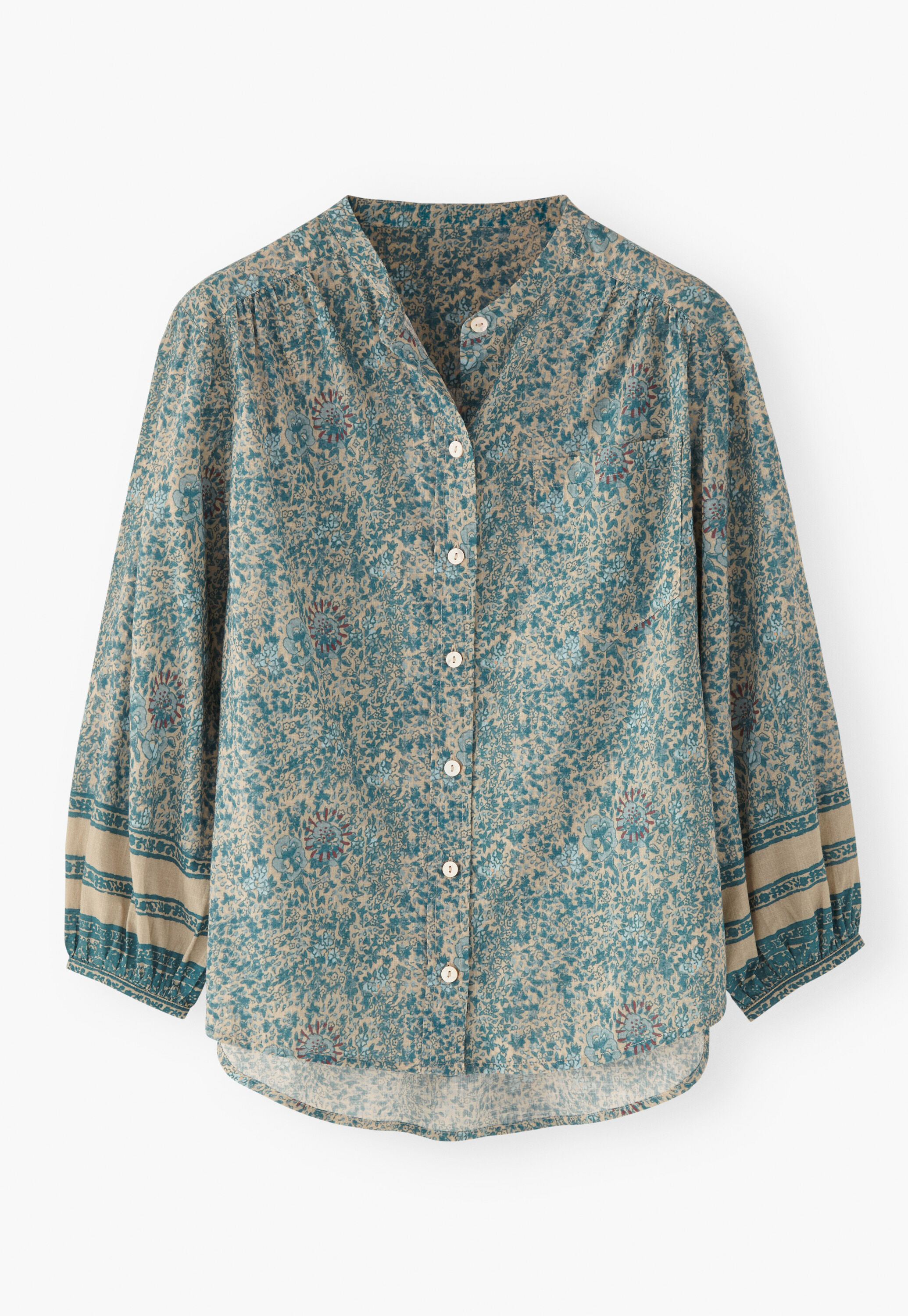 Printed boyfriend blouse, Blue stone, large