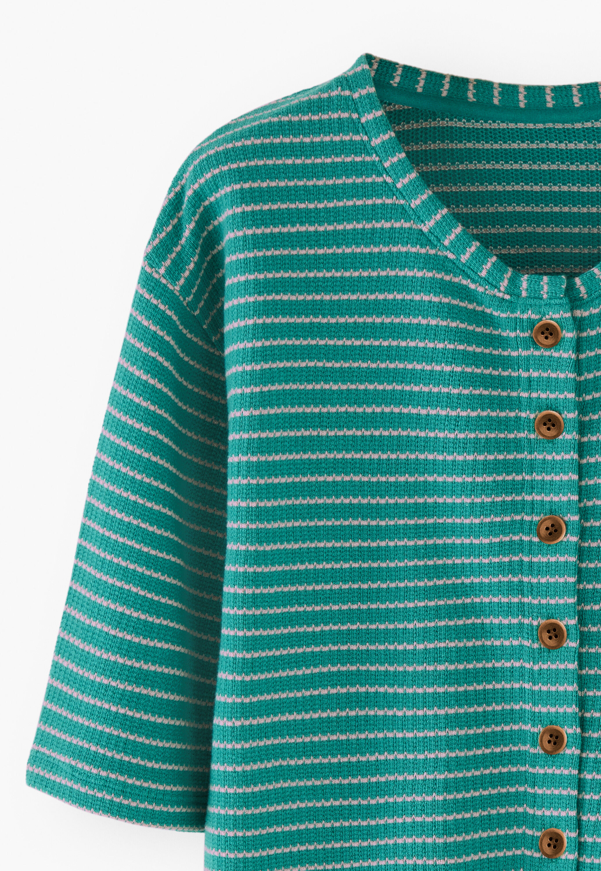 Textured striped cardigan, Turquoise pink, large