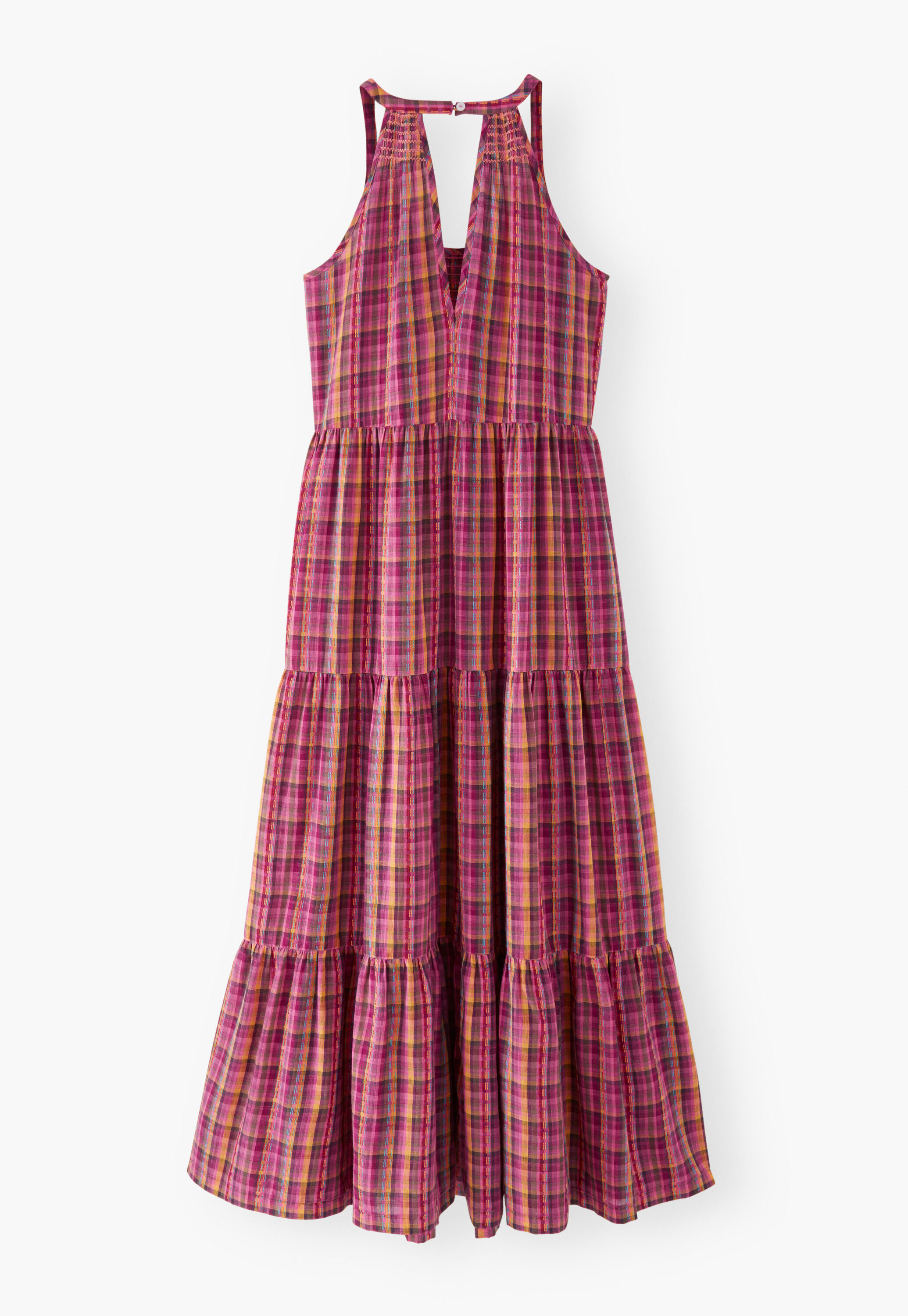 Checked maxi-dress, Magenta orange, large