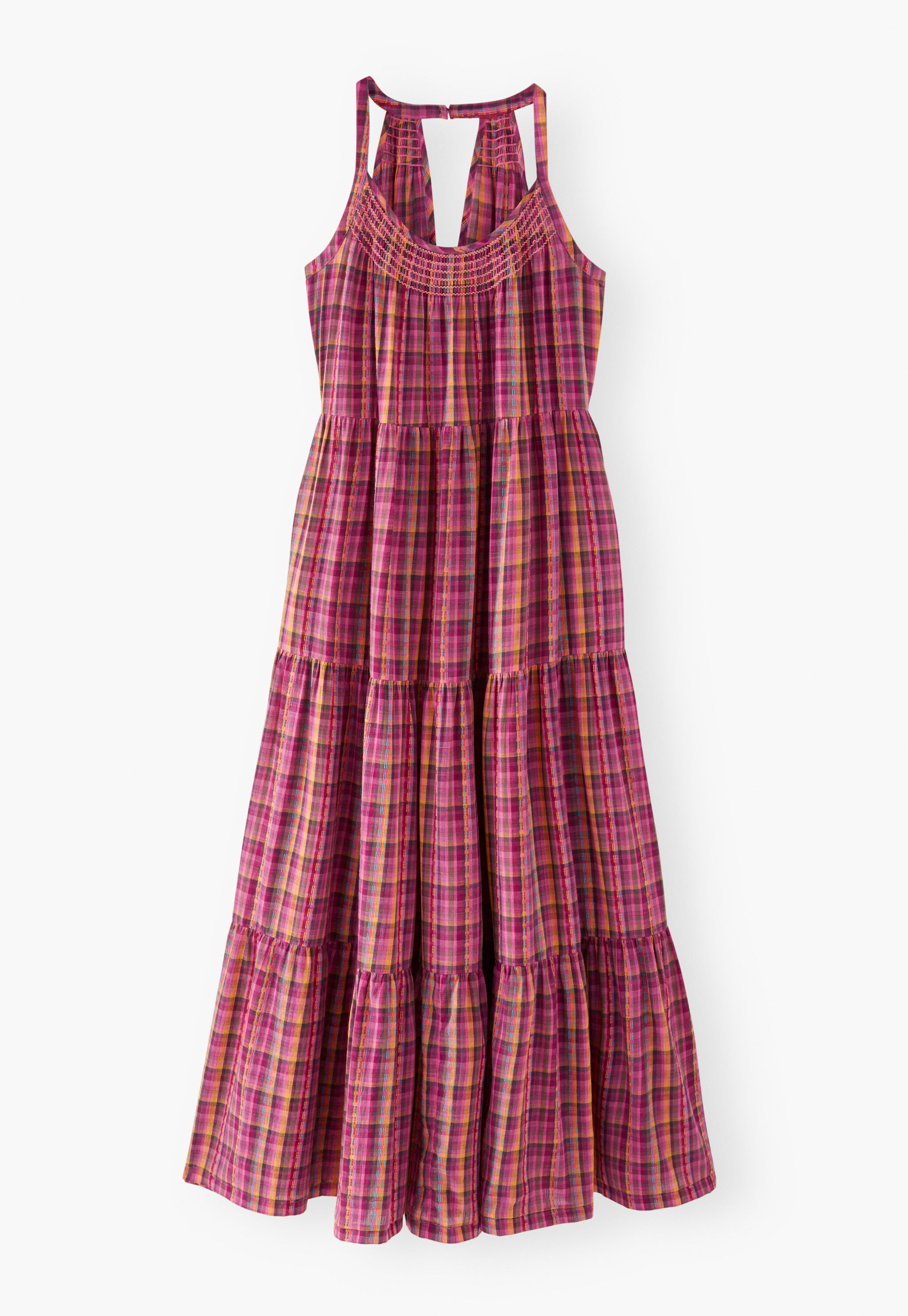 Checked maxi-dress, Magenta orange, large