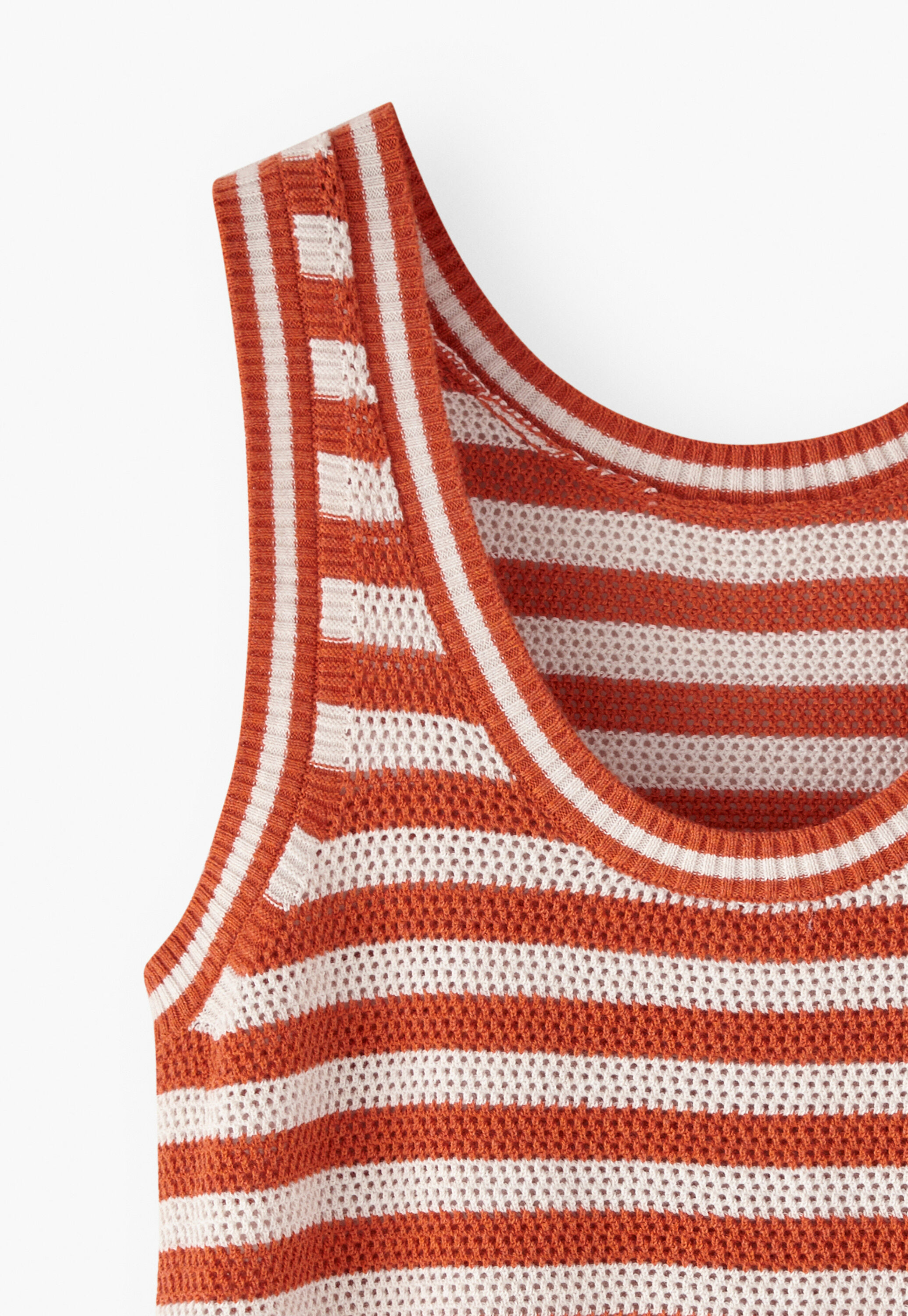 Striped sleeveless knit, Amber ecru, large