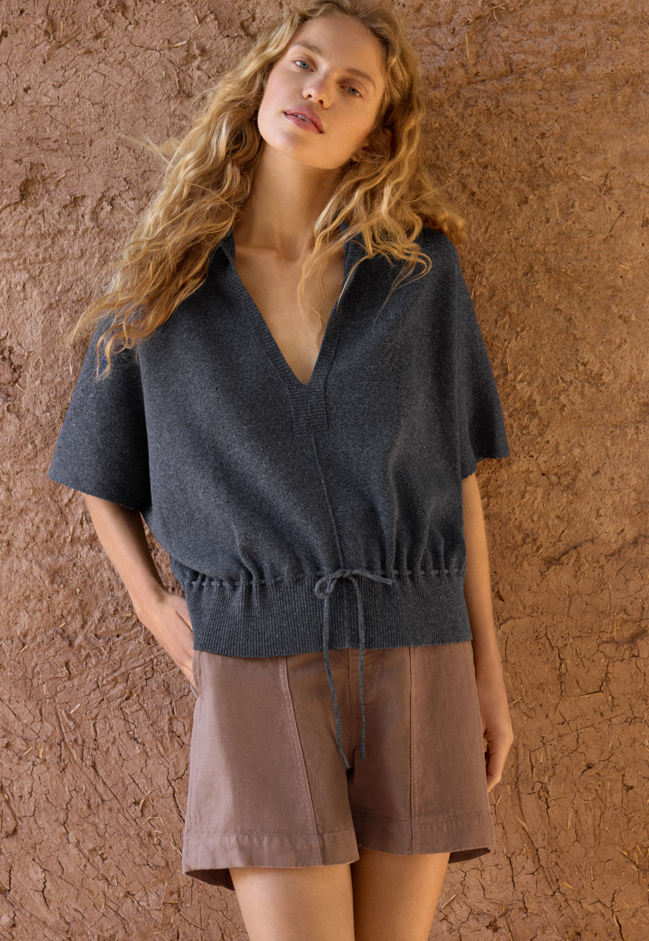 Lace-stitch sweater