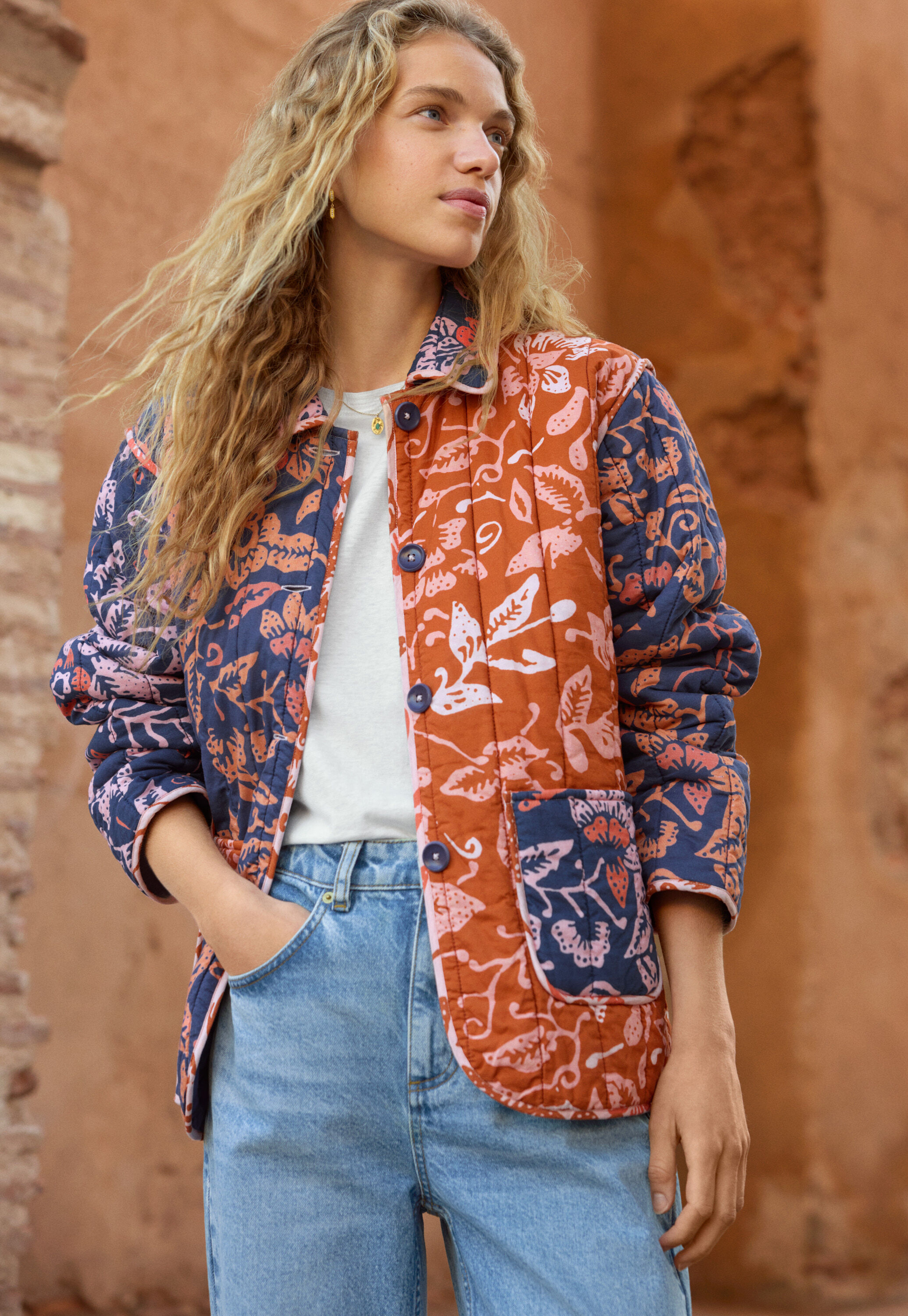 Printed quilted jacket