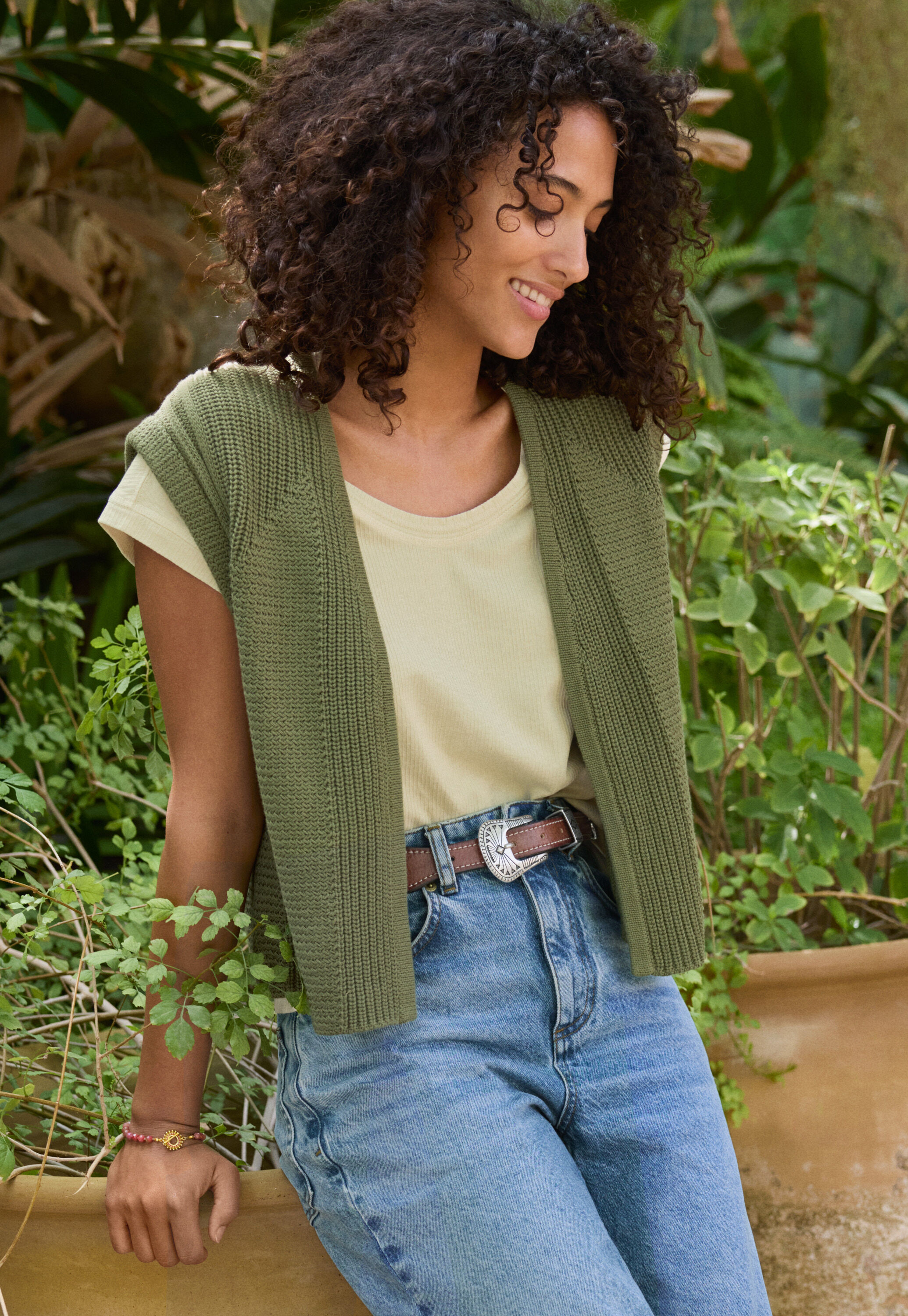 Lace-stitch sweater