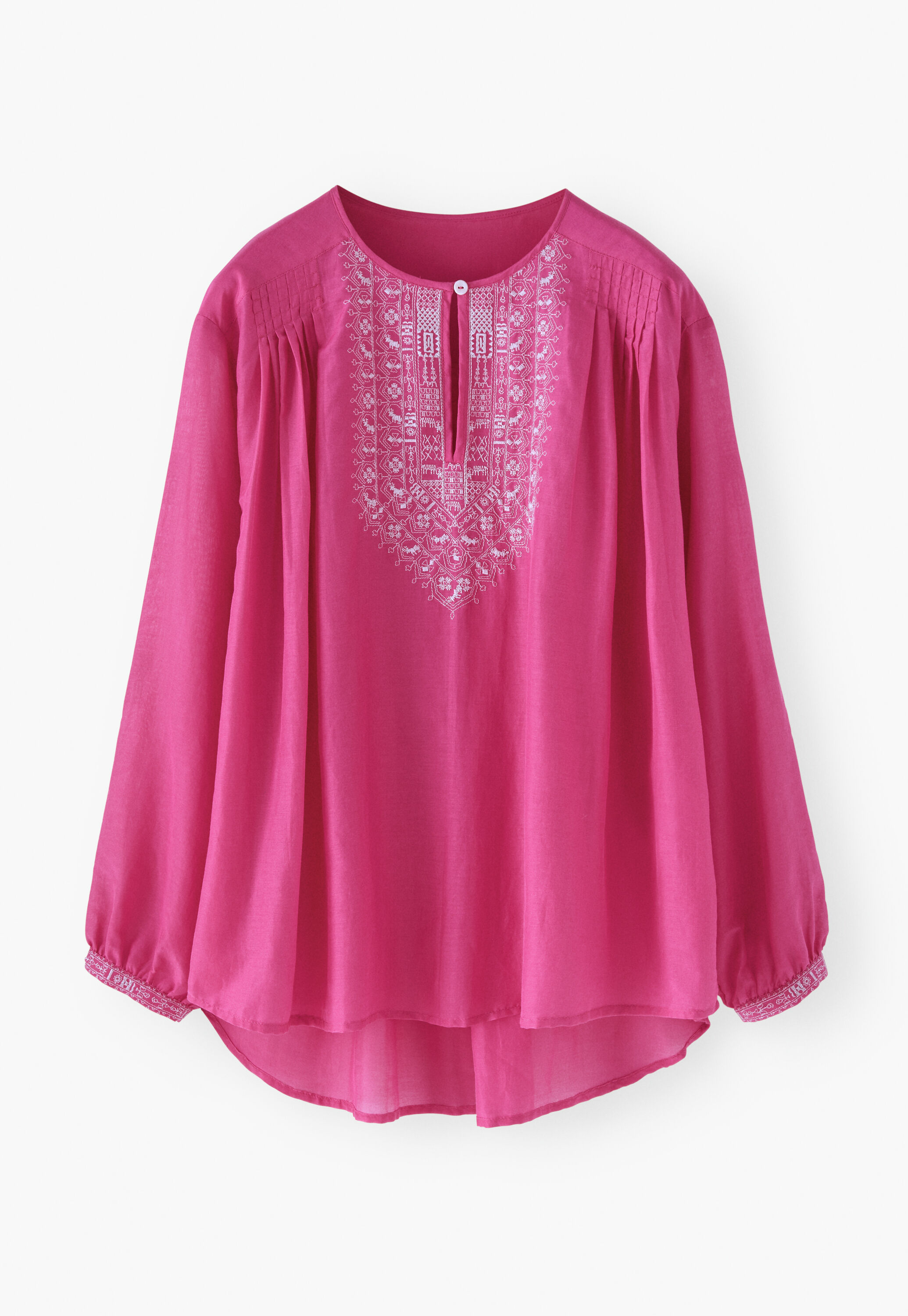 Embroidered blouse, Magenta pink, large