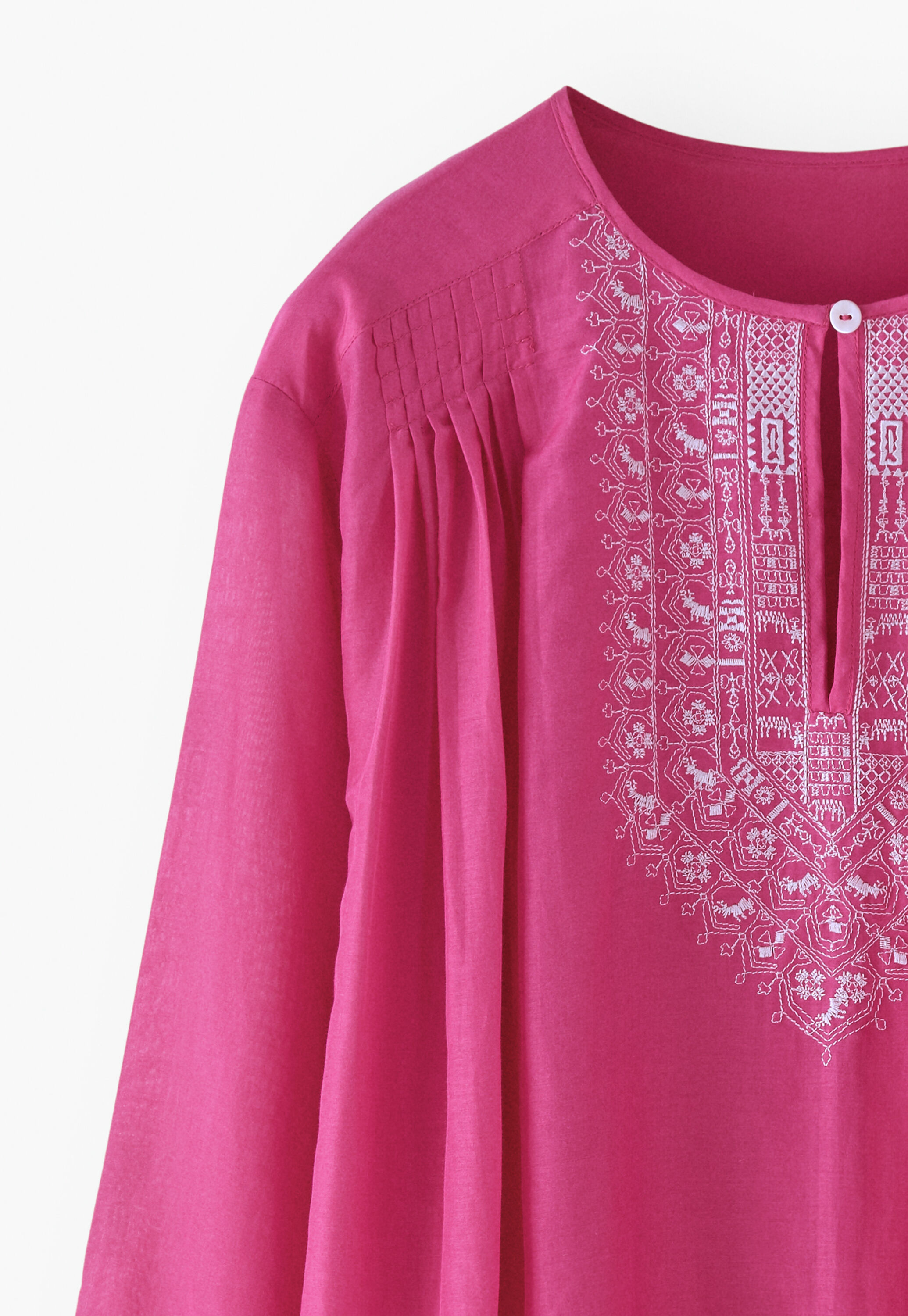 Embroidered blouse, Magenta pink, large