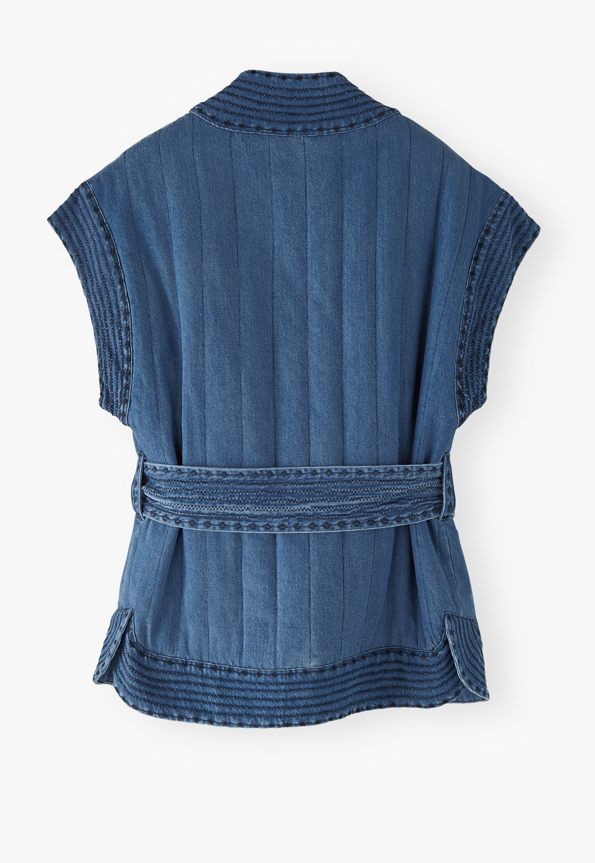 Quilted gilet, Washed indigo, large