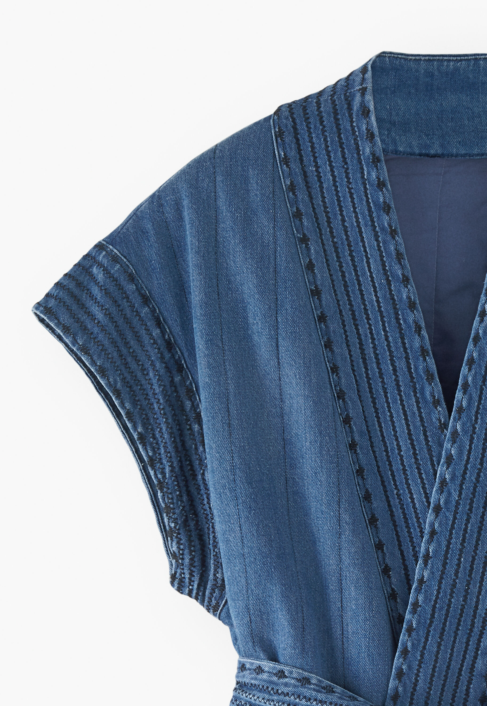 Quilted gilet, Washed indigo, large
