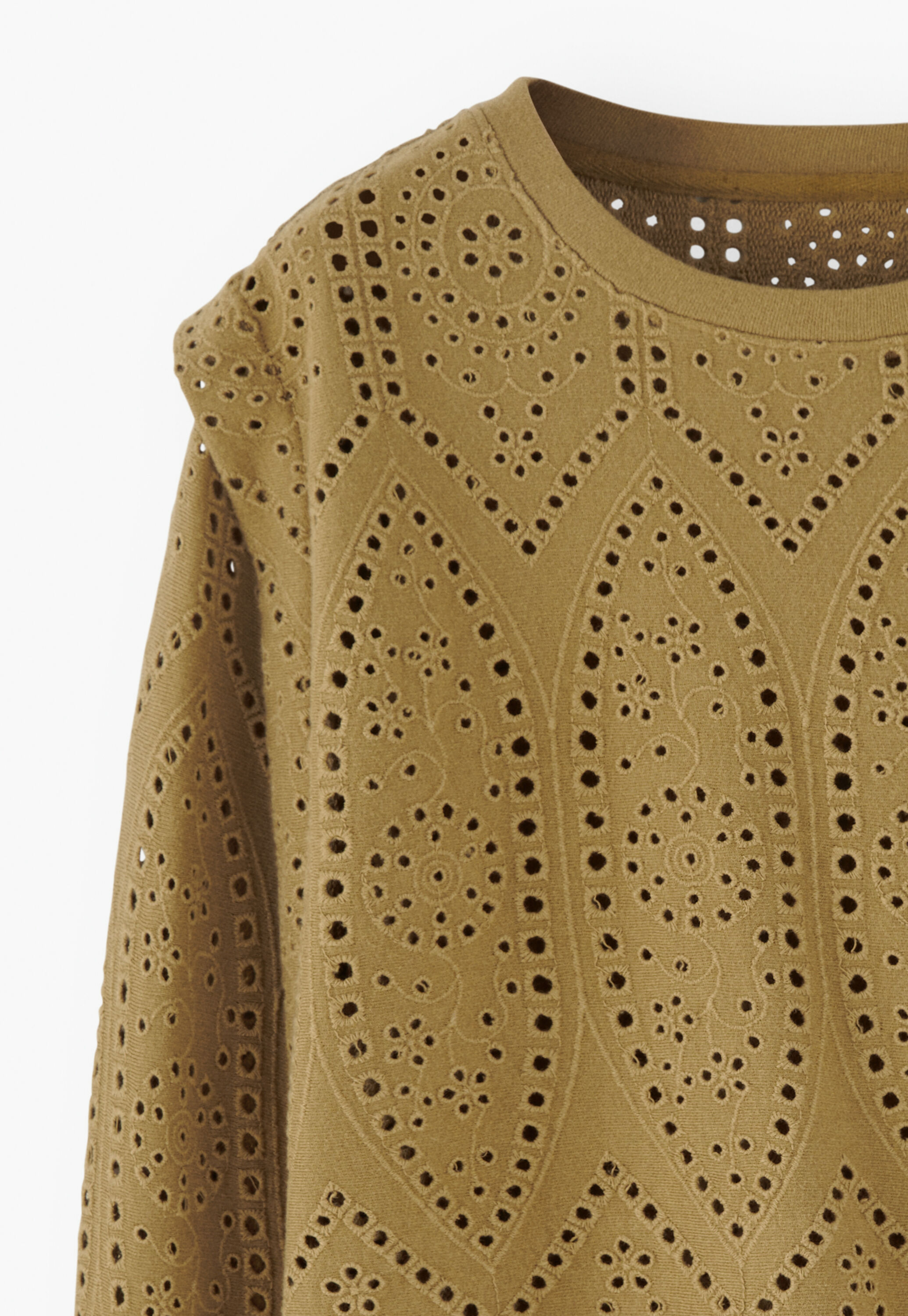 Broderie top, Golden olive, large