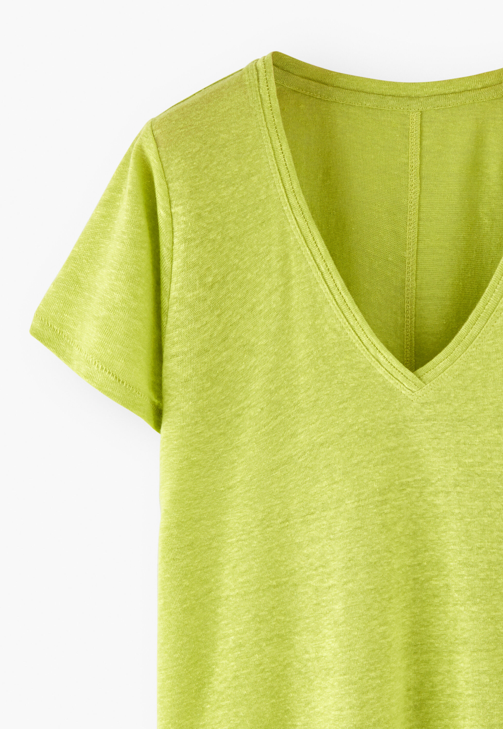 V-neck top, Bright lime, large