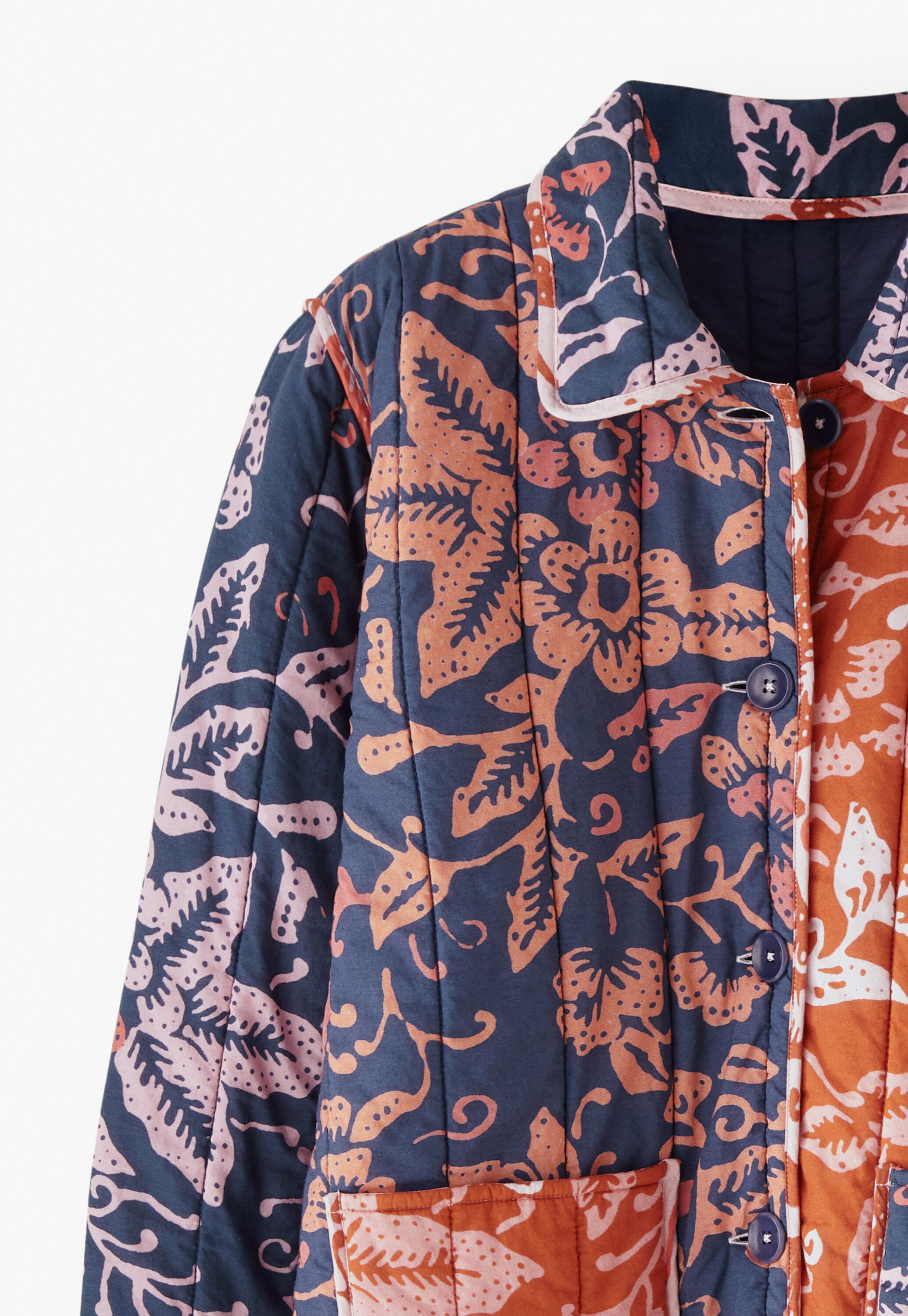 Printed quilted jacket, Orange ink, large