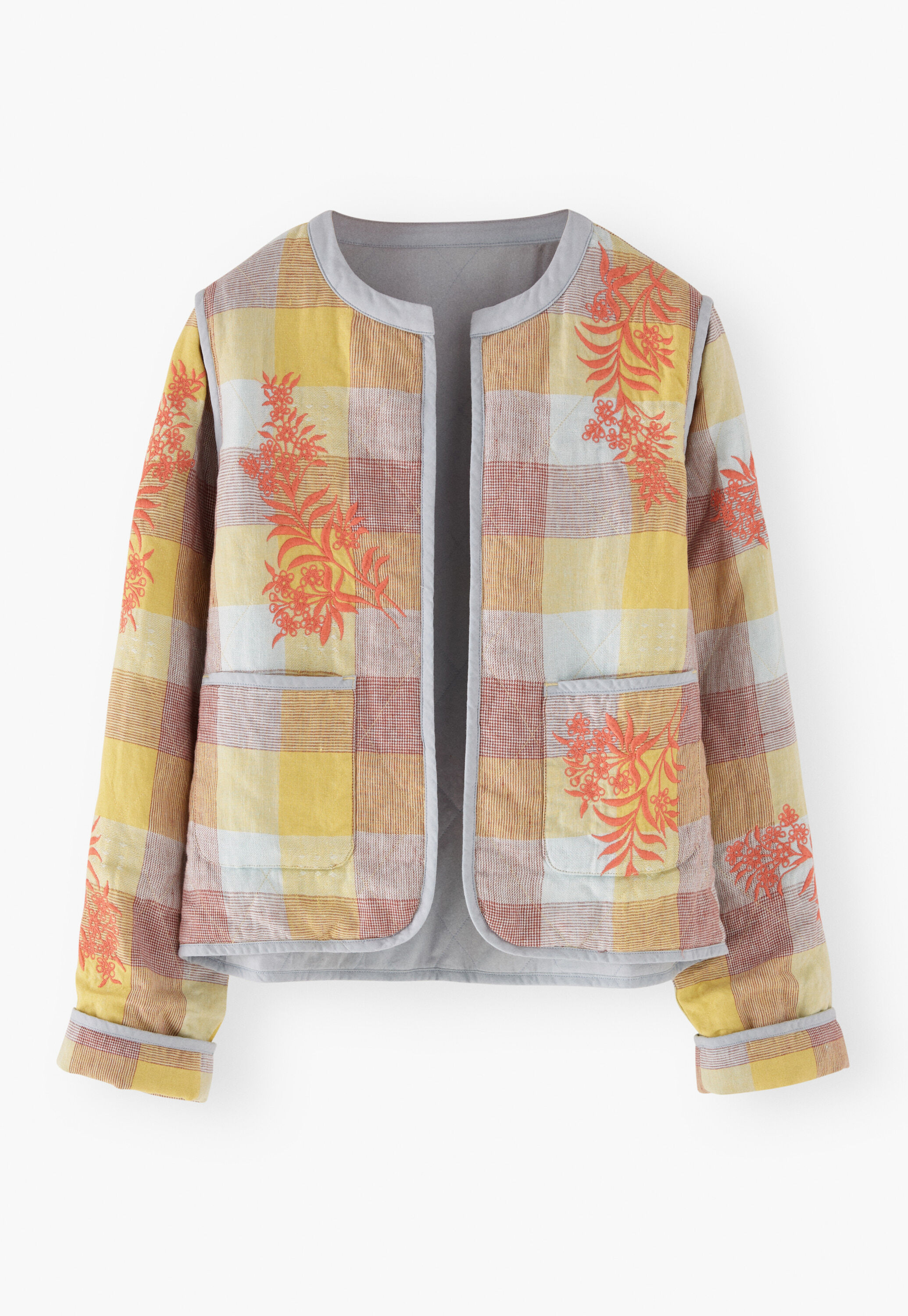 Embroidered gingham jacket, Yellow brick, large