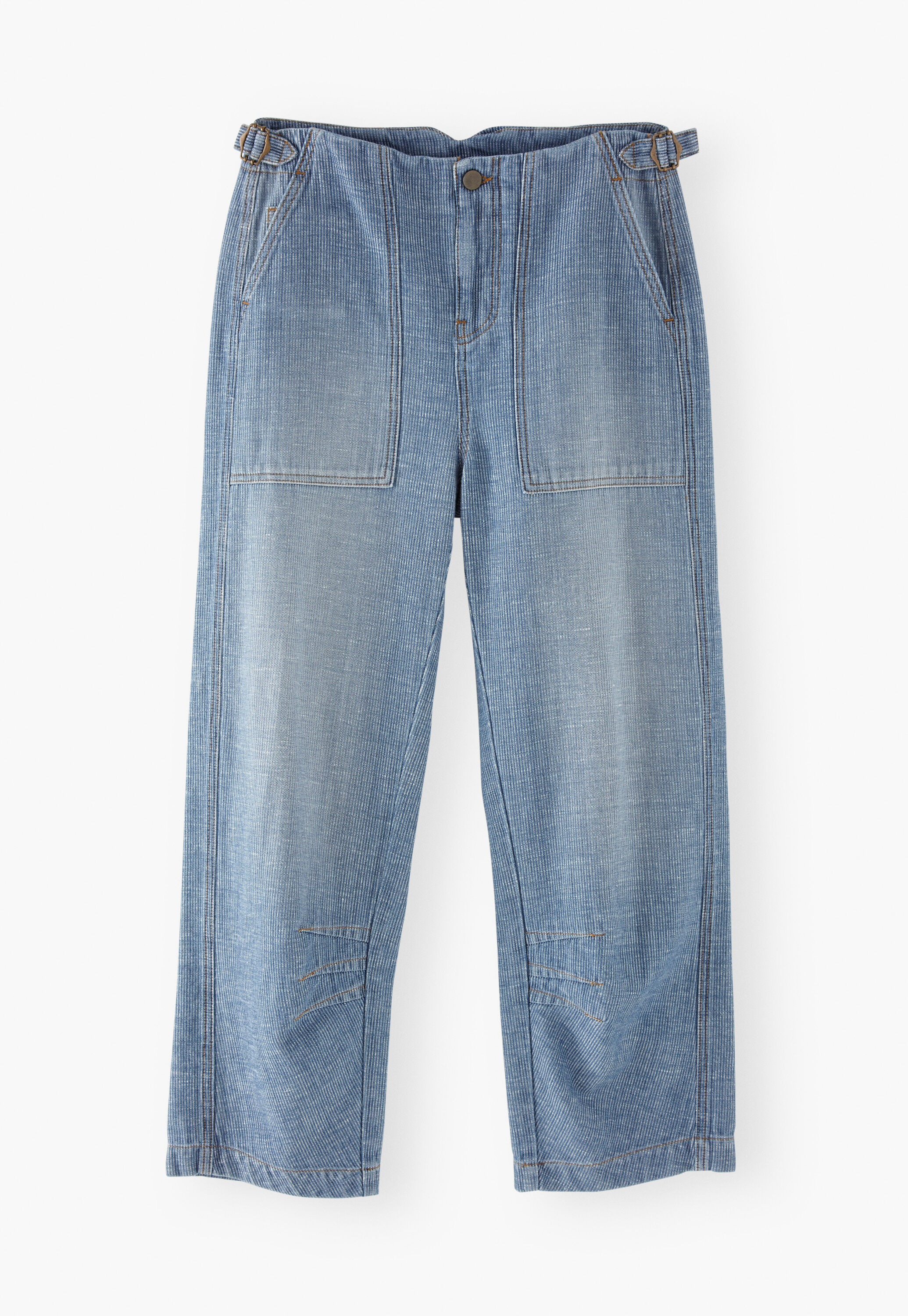 Barrel-leg striped trousers, Light wash, large