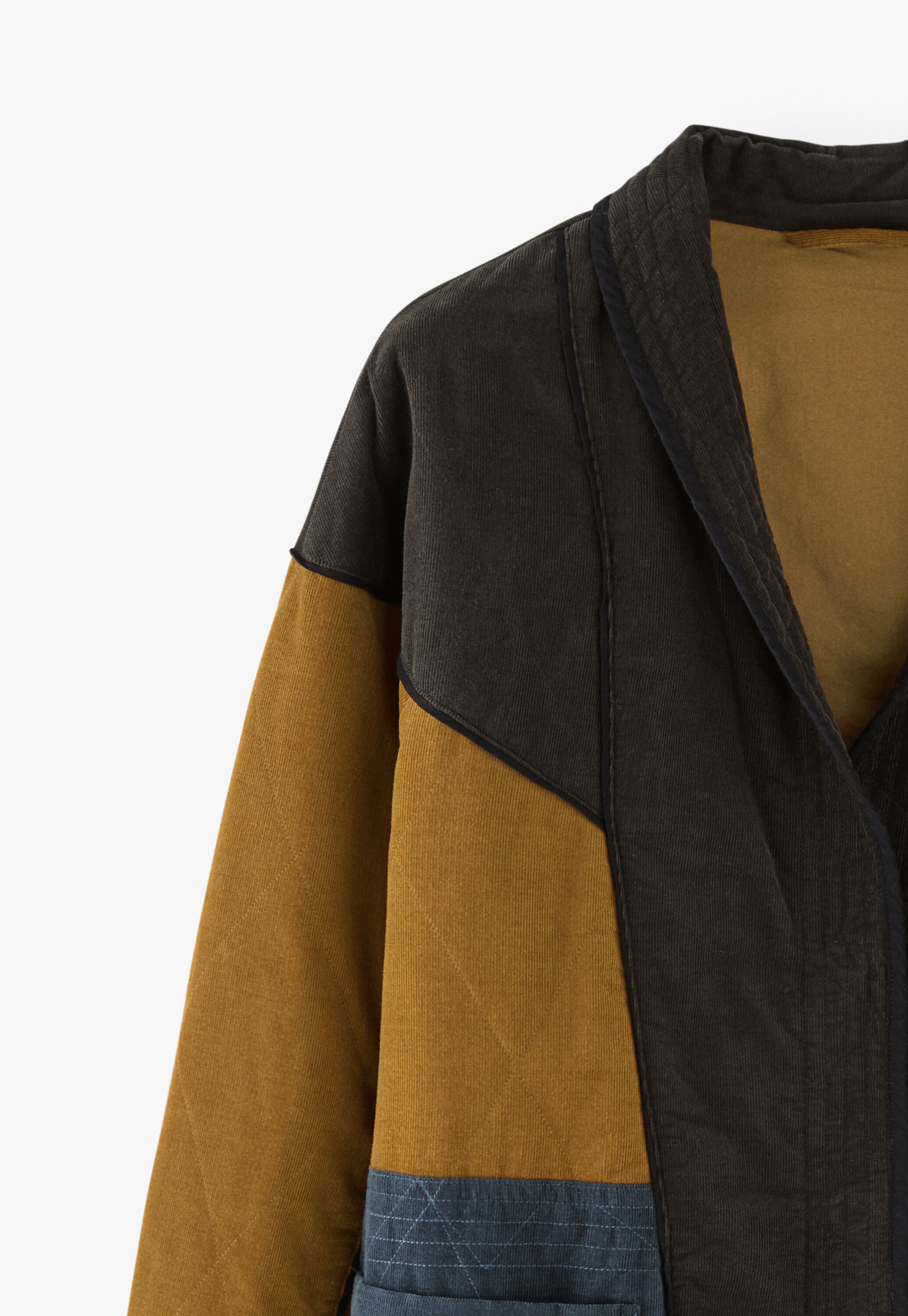 Panelled cord coat, Petrol ochre, large