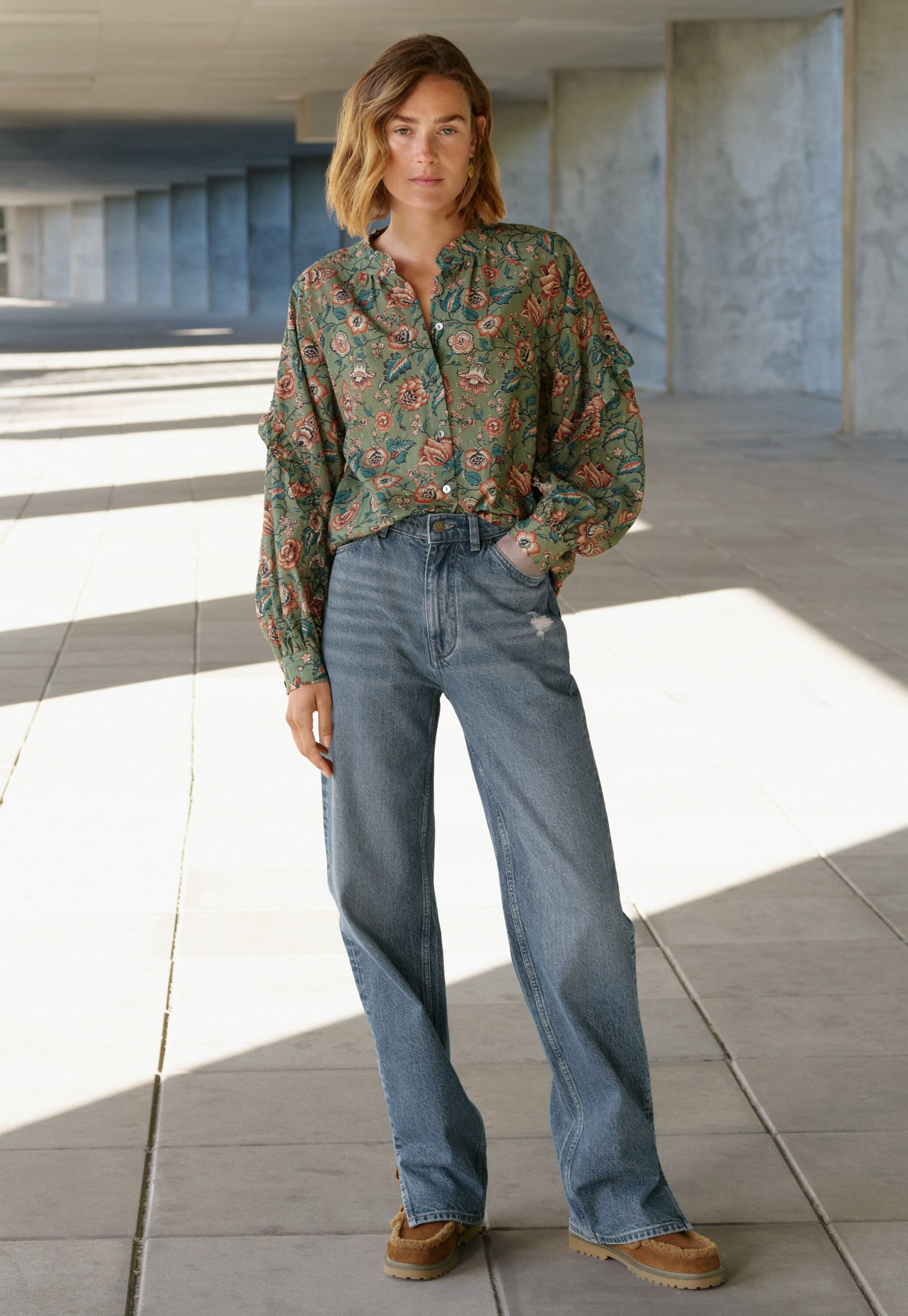 Printed Swiss-dot blouse