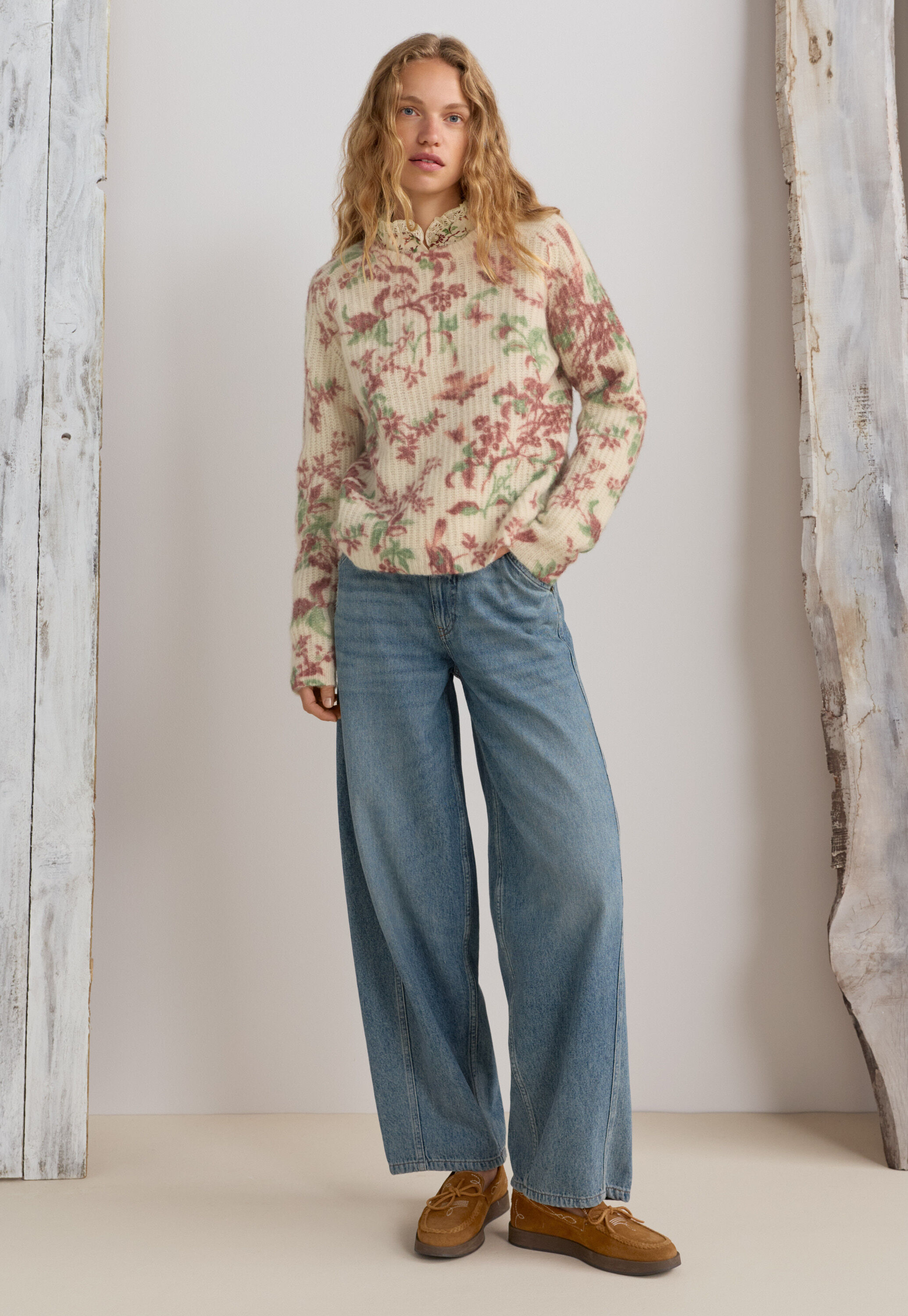 Printed rib-stitch sweater