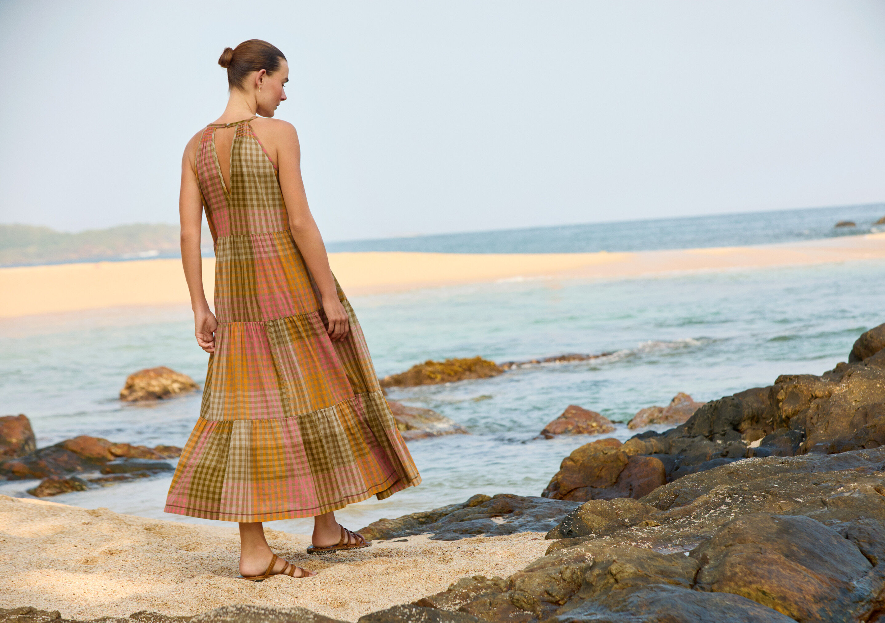 Checked maxi-dress