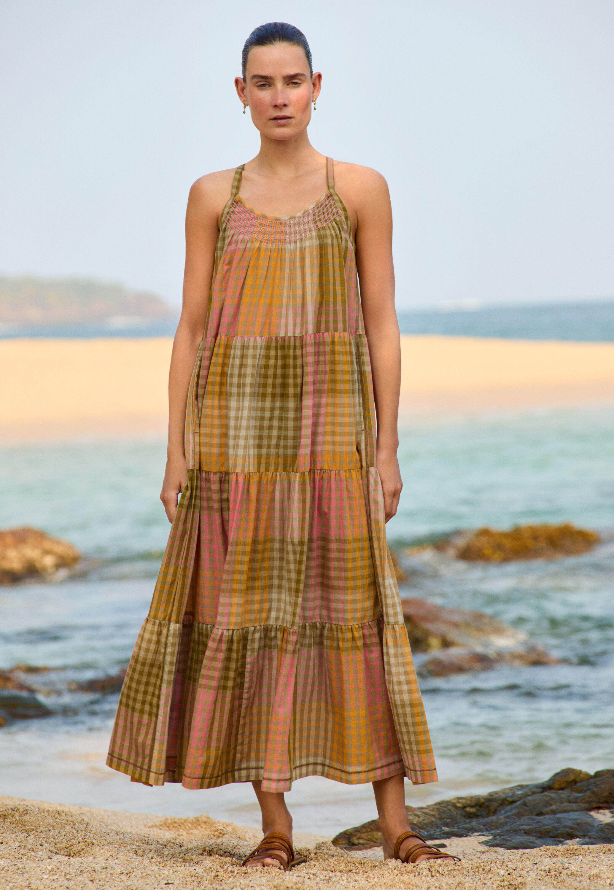 Checked maxi-dress