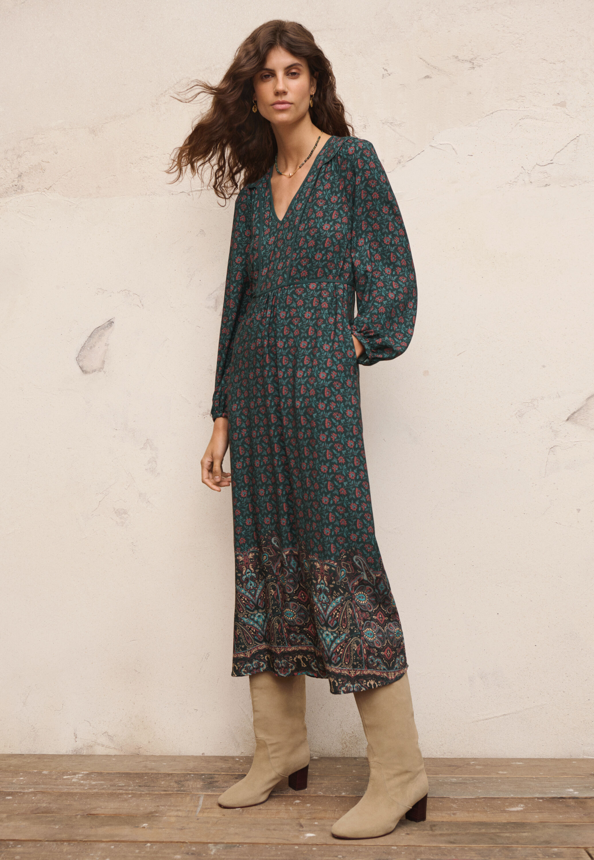 Mixed-print dress