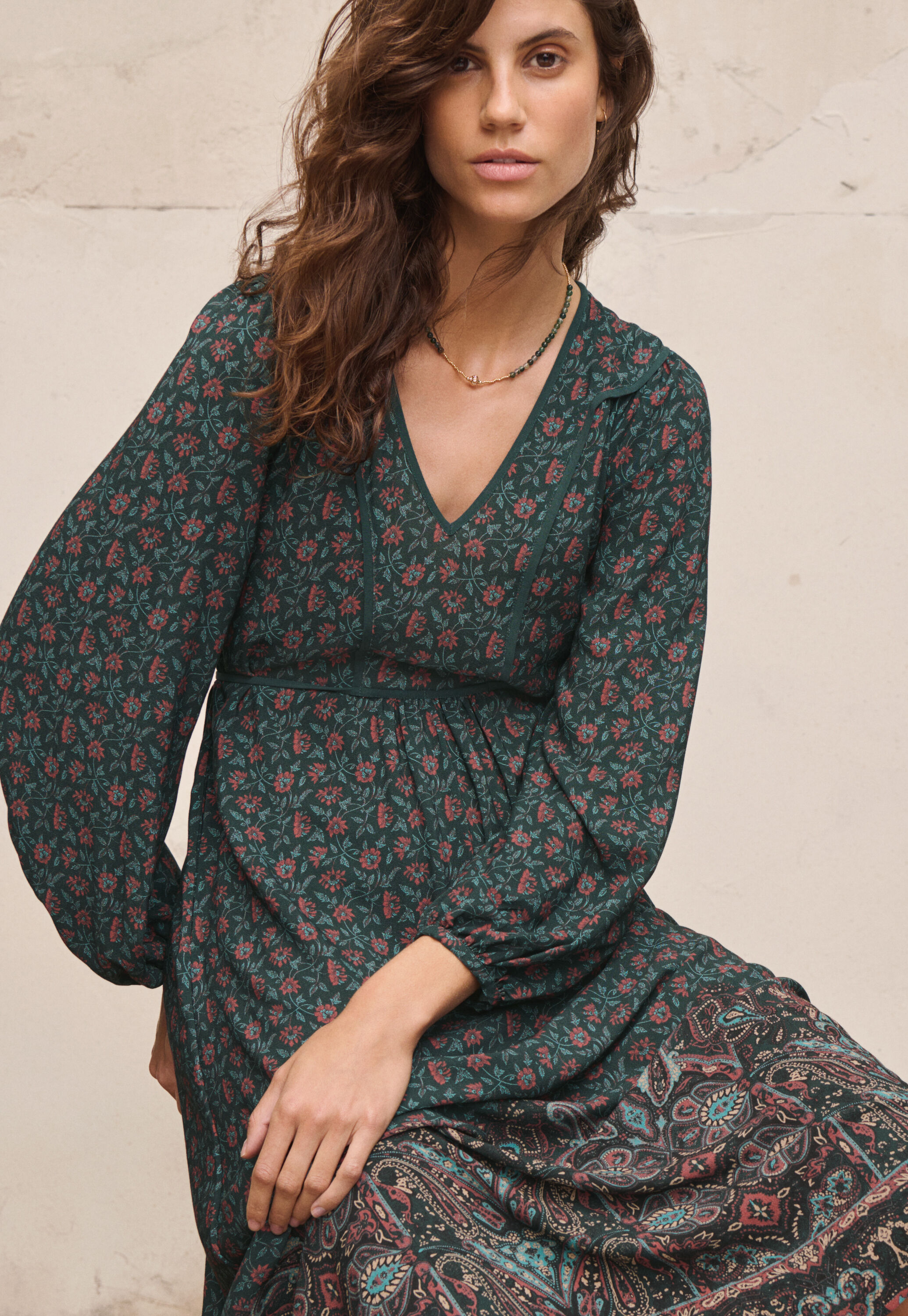 Mixed-print dress