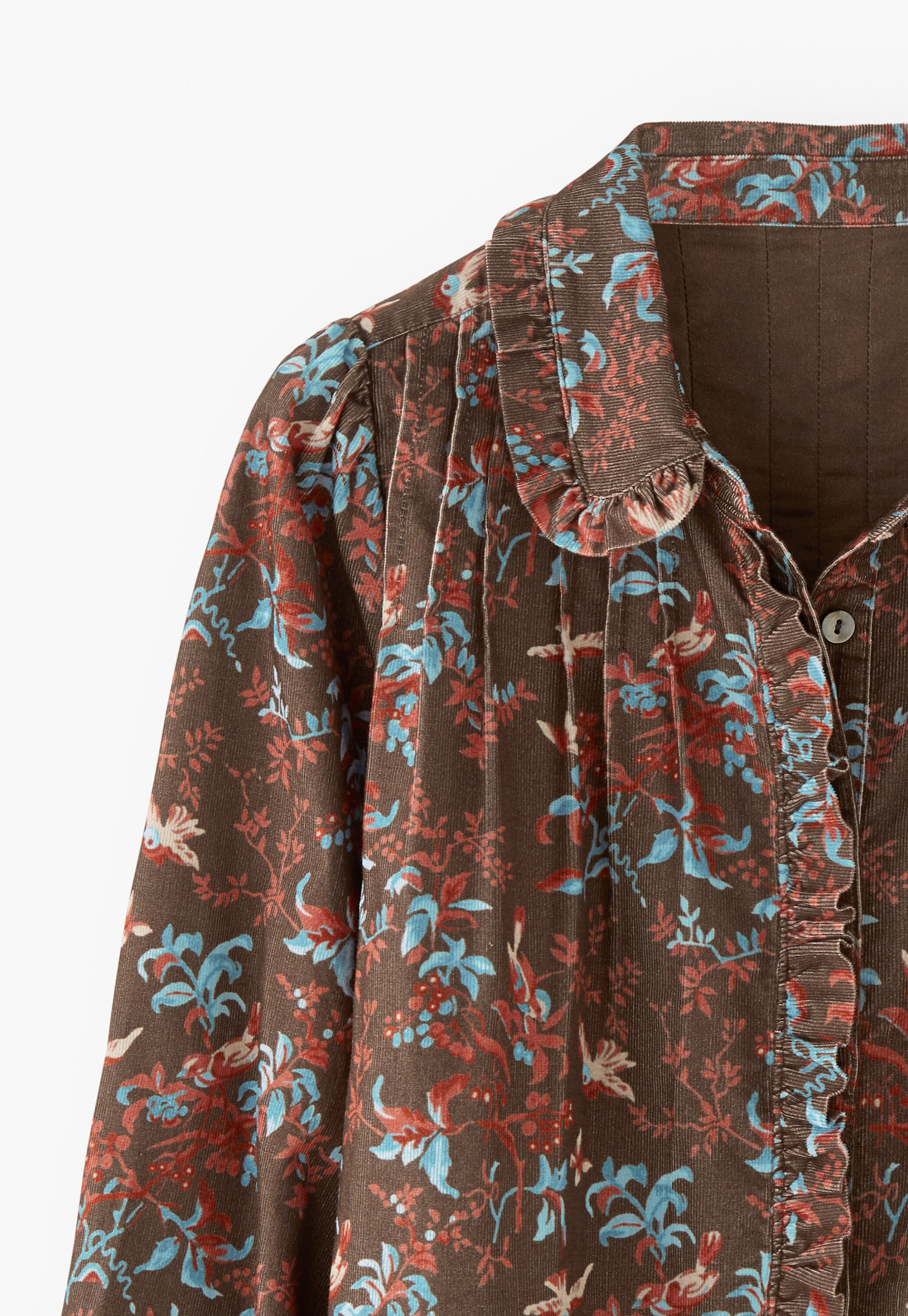 Printed pleated cord blouse