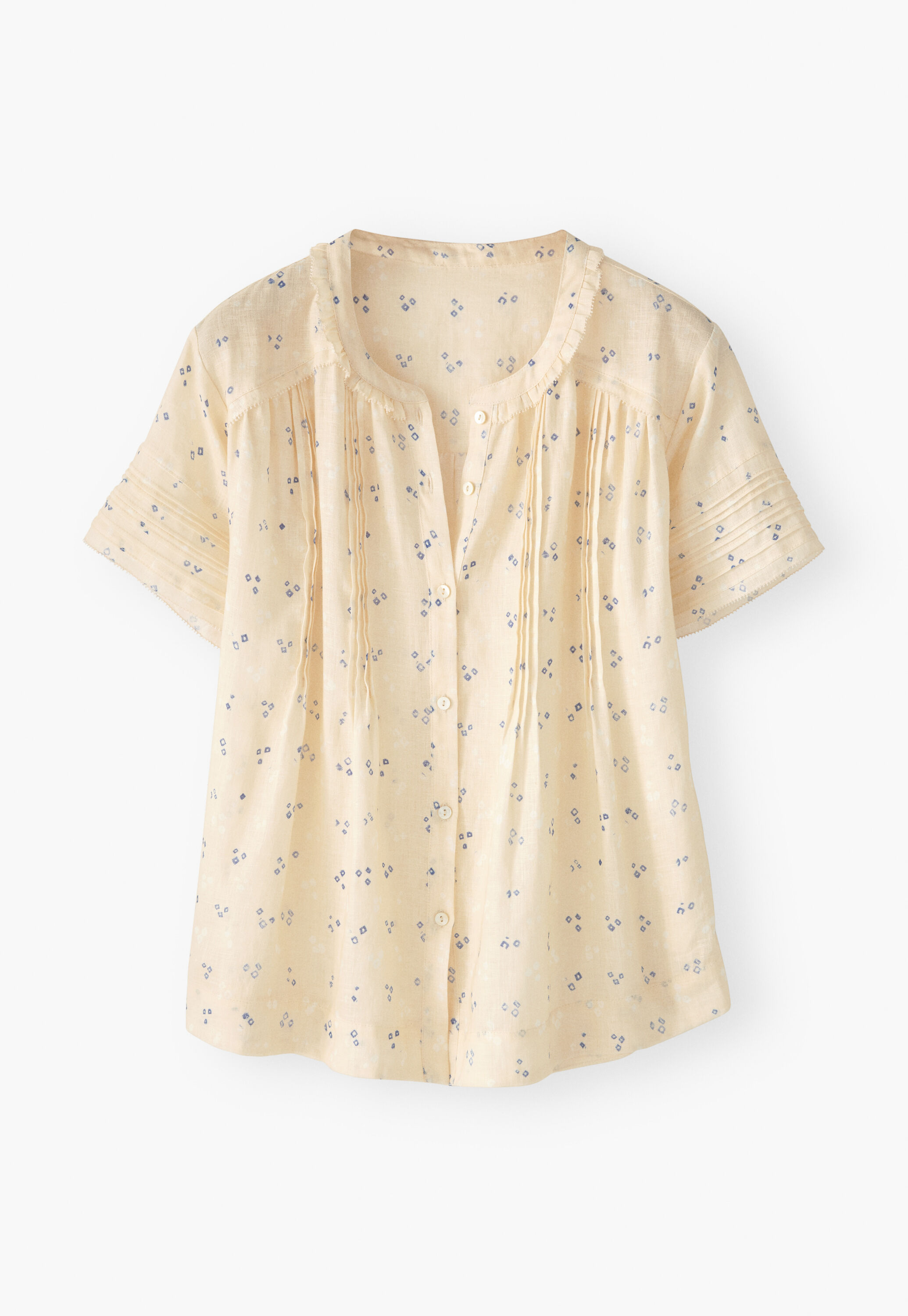 Printed pintuck blouse