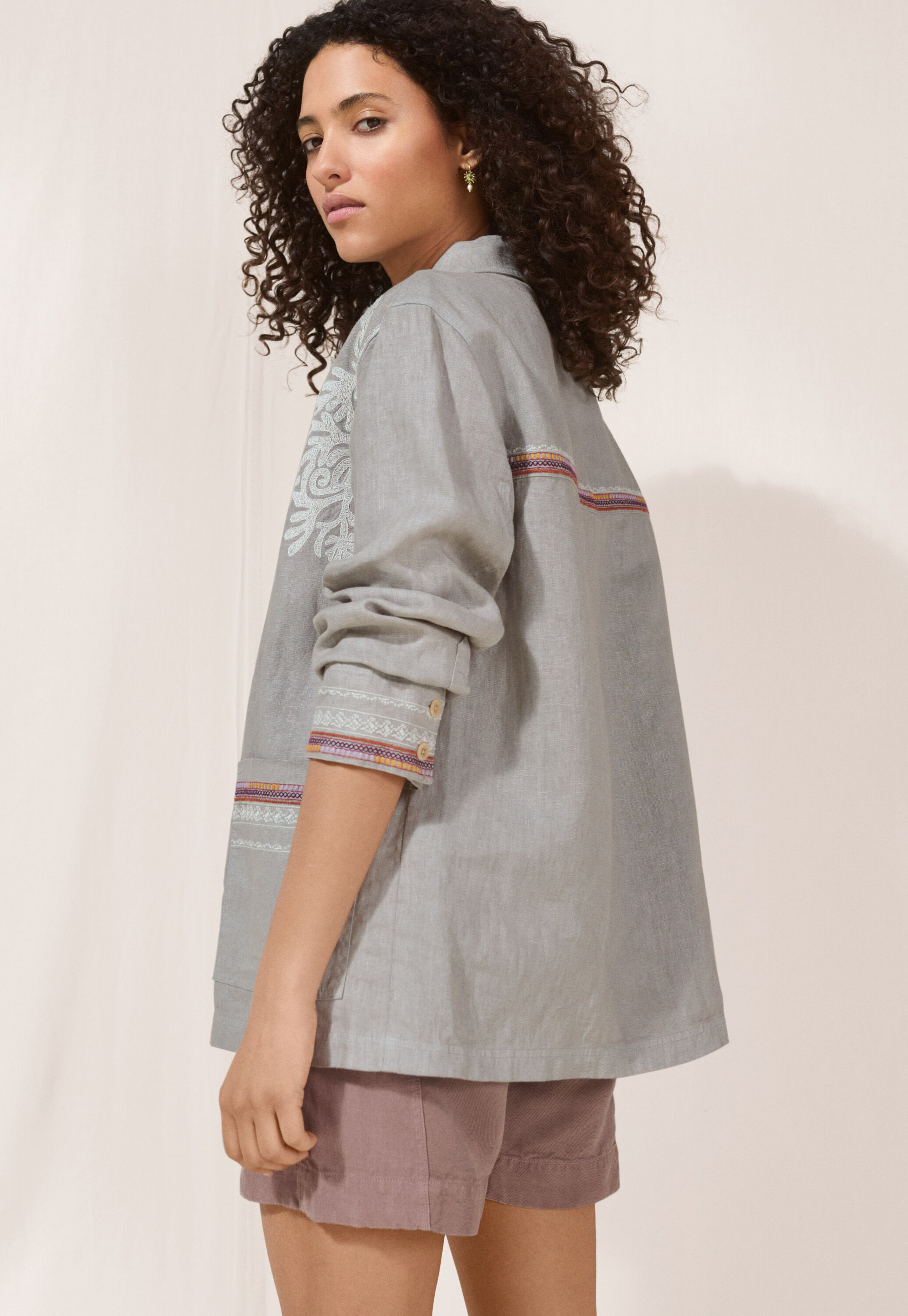 Embroidered jacket, Light grey, large