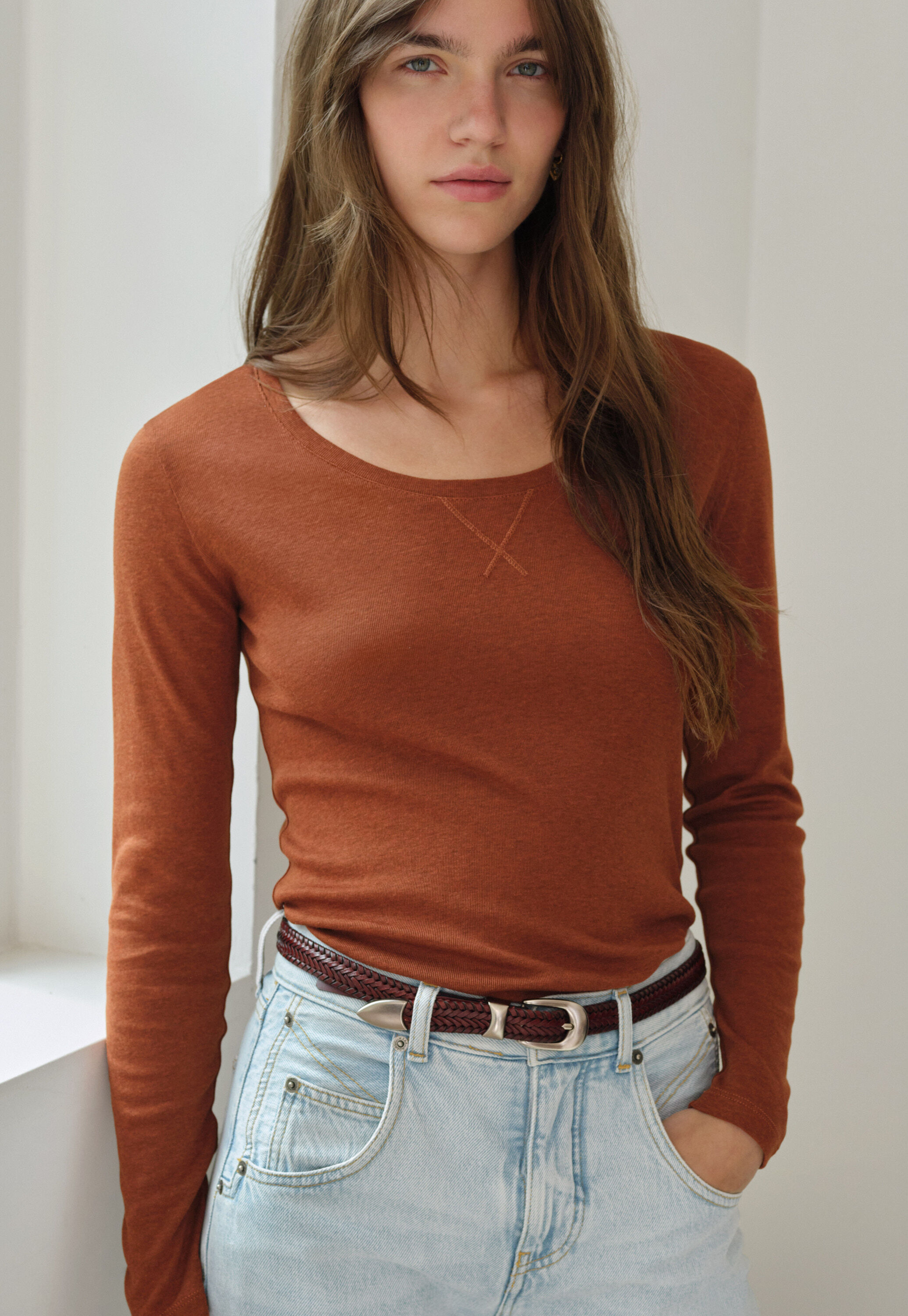 Reverse striped sweater
