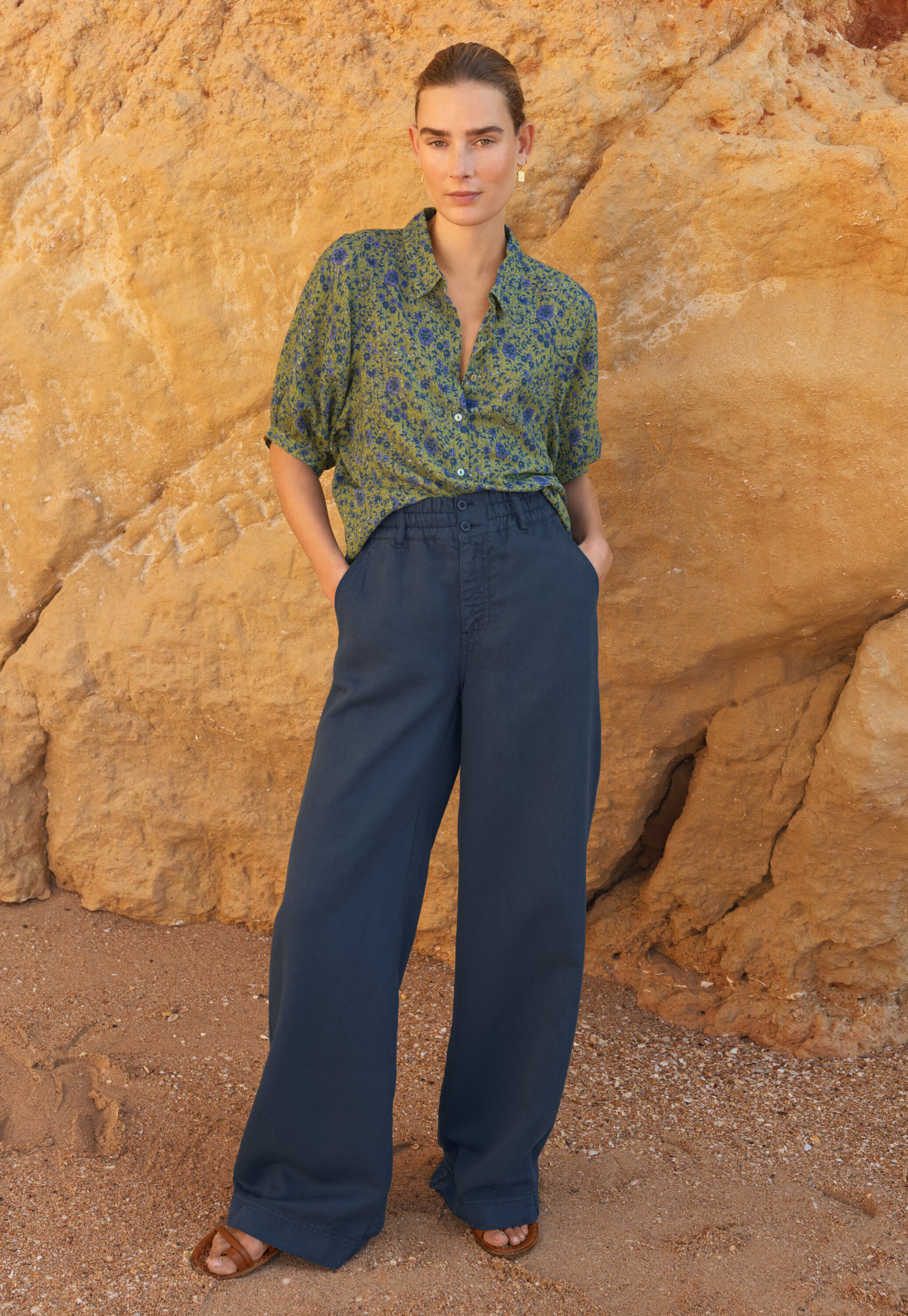 Wide-leg trousers, Indigo blue, large