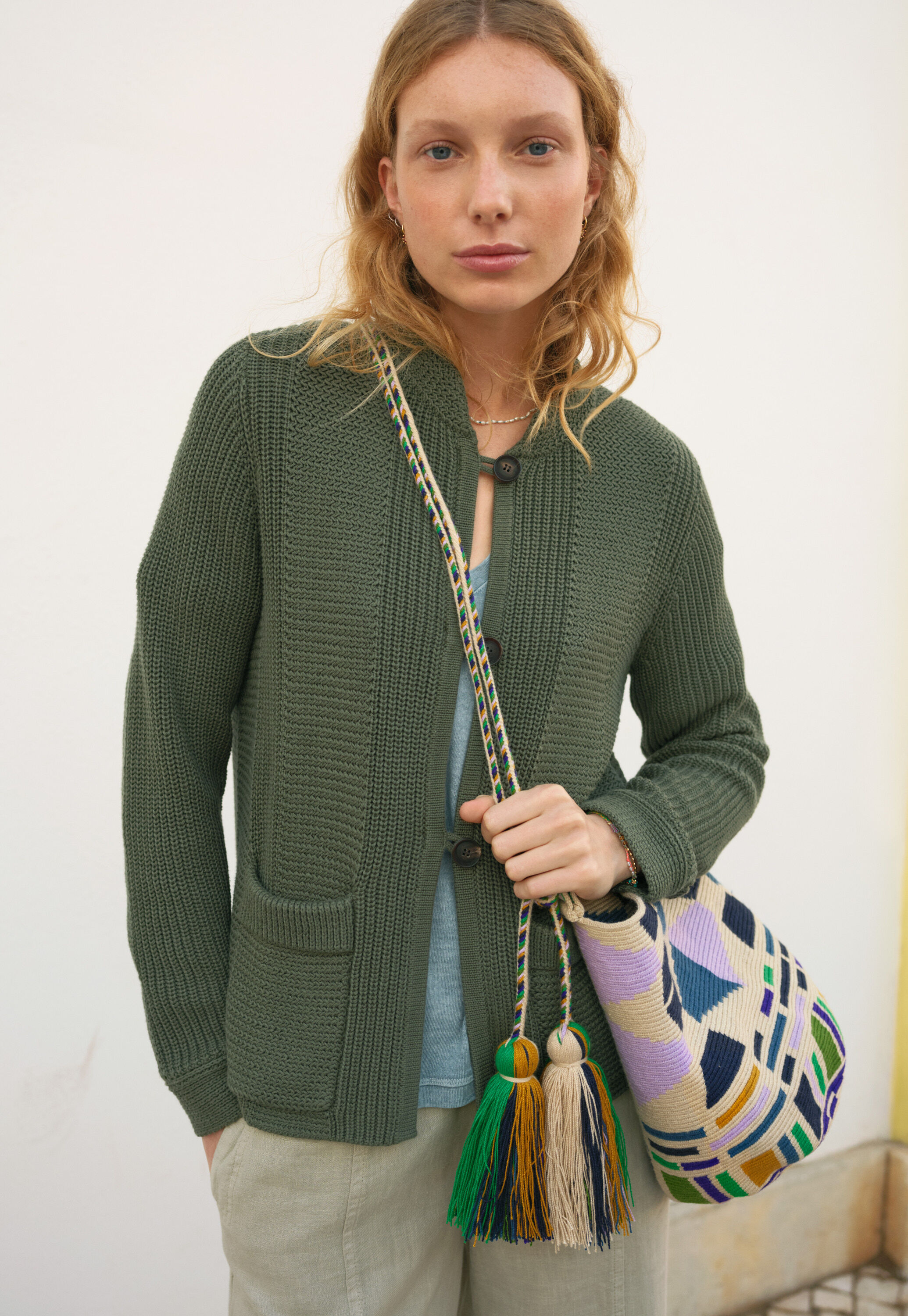 Knitted jacket, Bay green, large