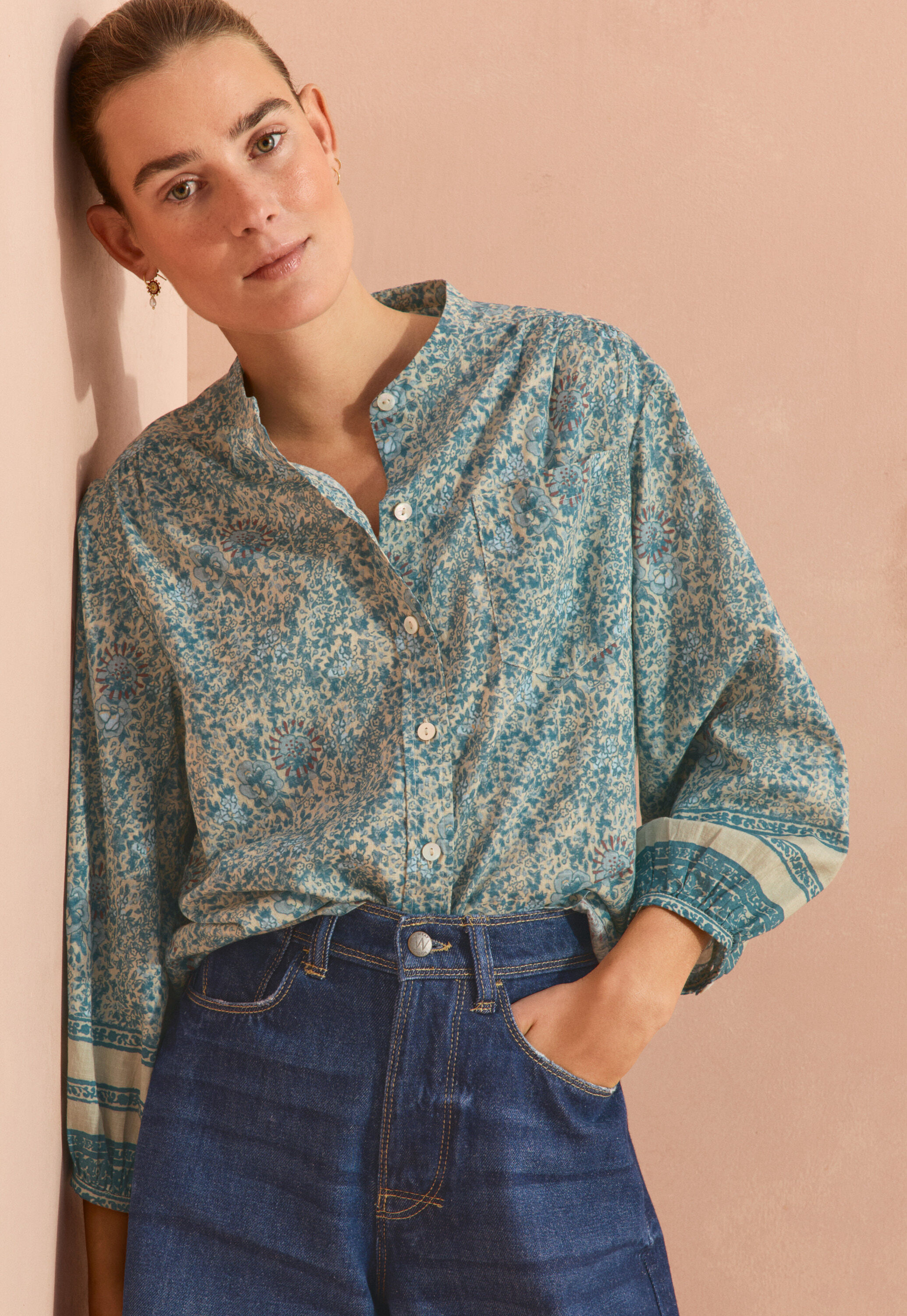 Printed boyfriend blouse