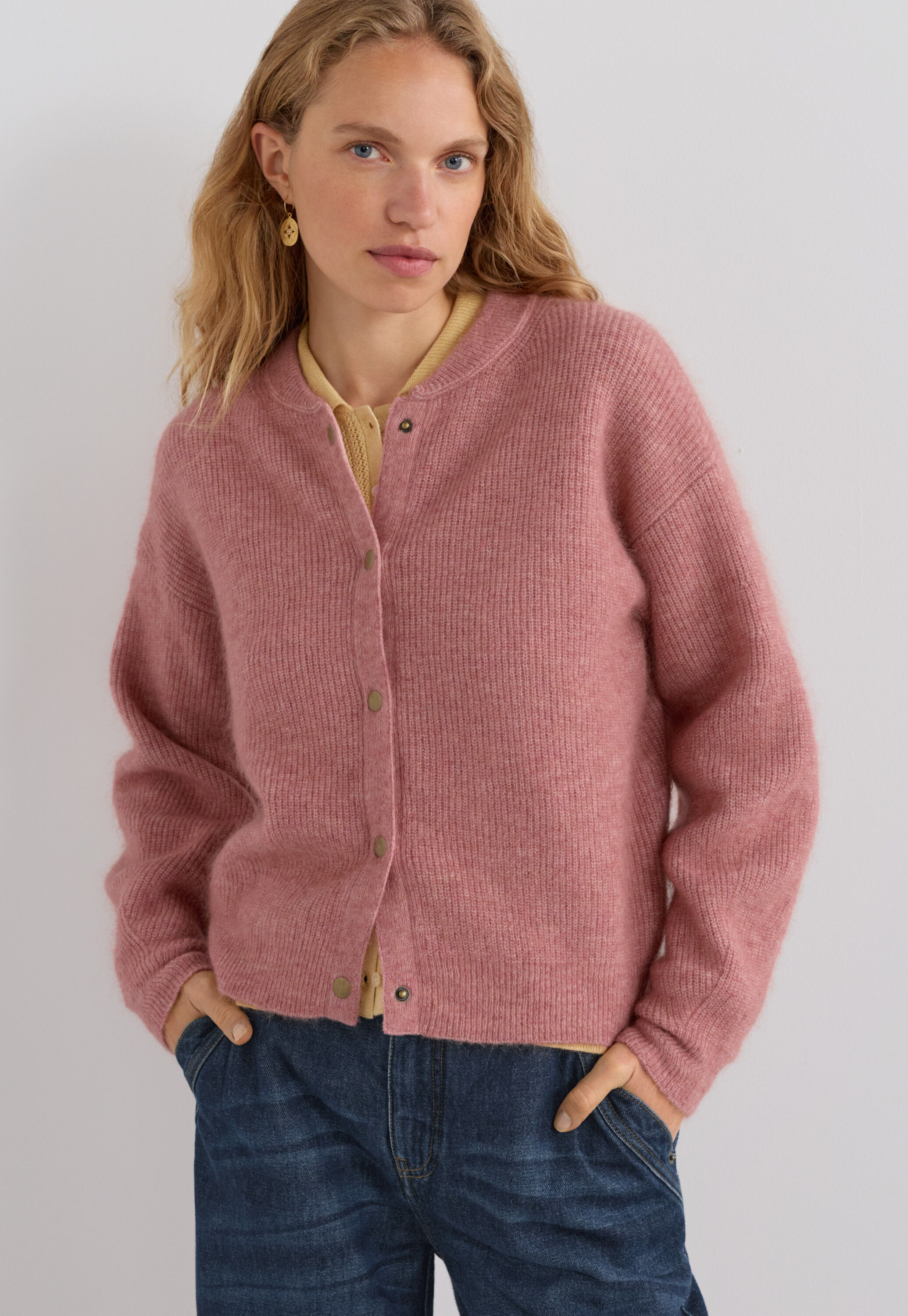 Rib-stitch bomber jacket