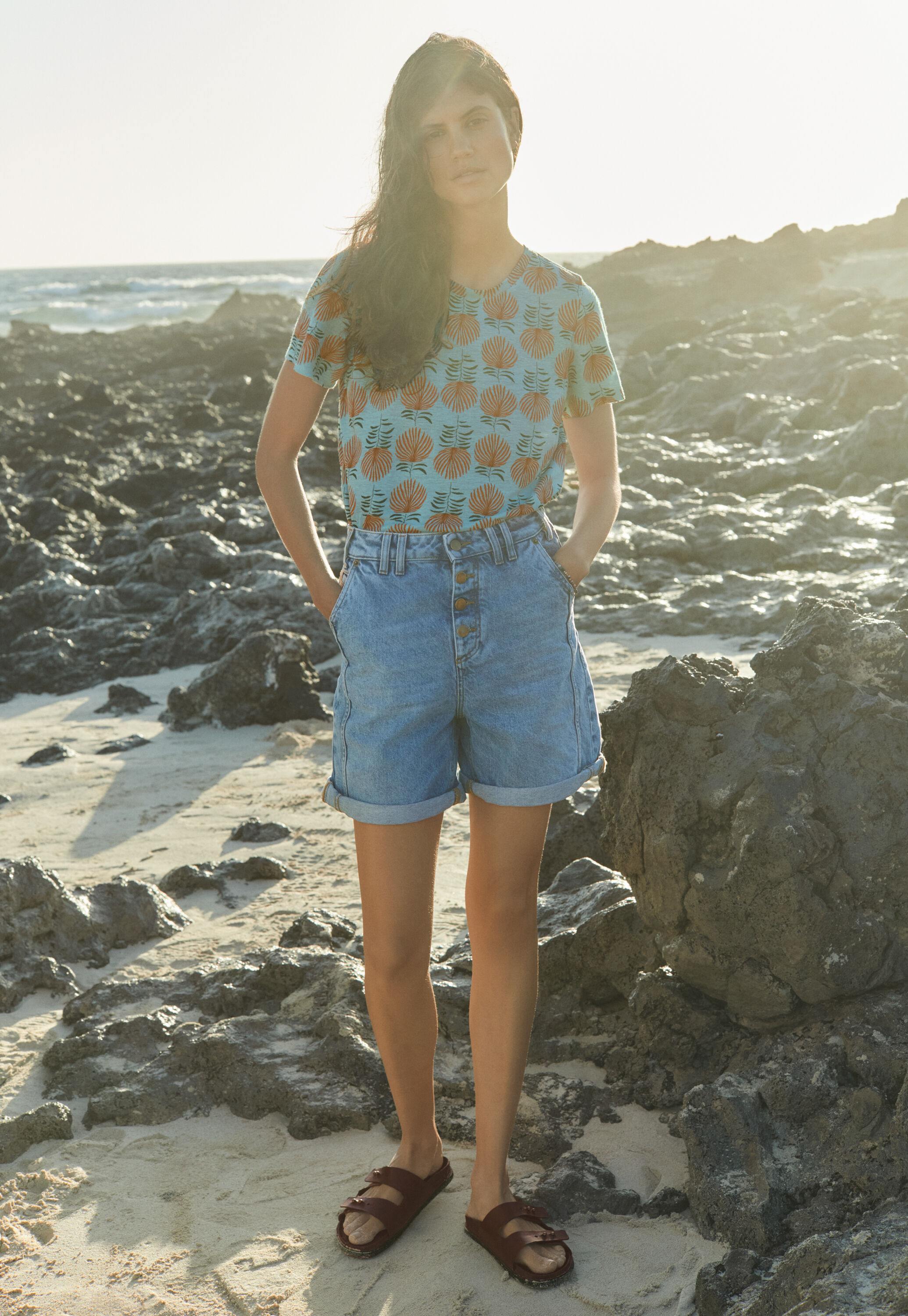 Printed T-shirt, Sky blue, large