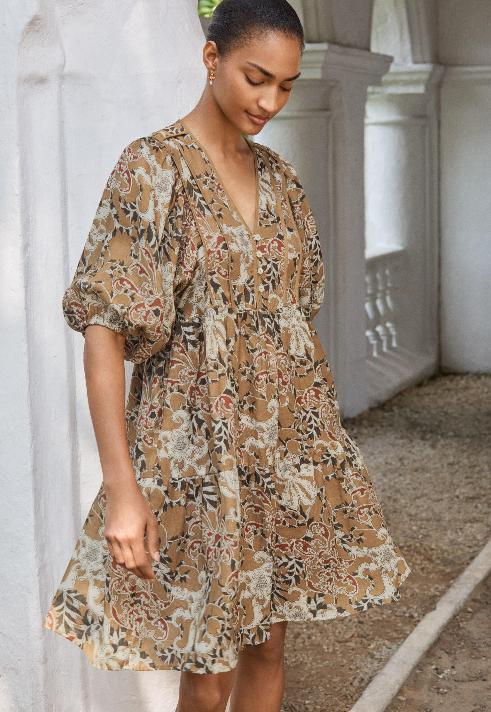 Printed dress, Sepia red, large