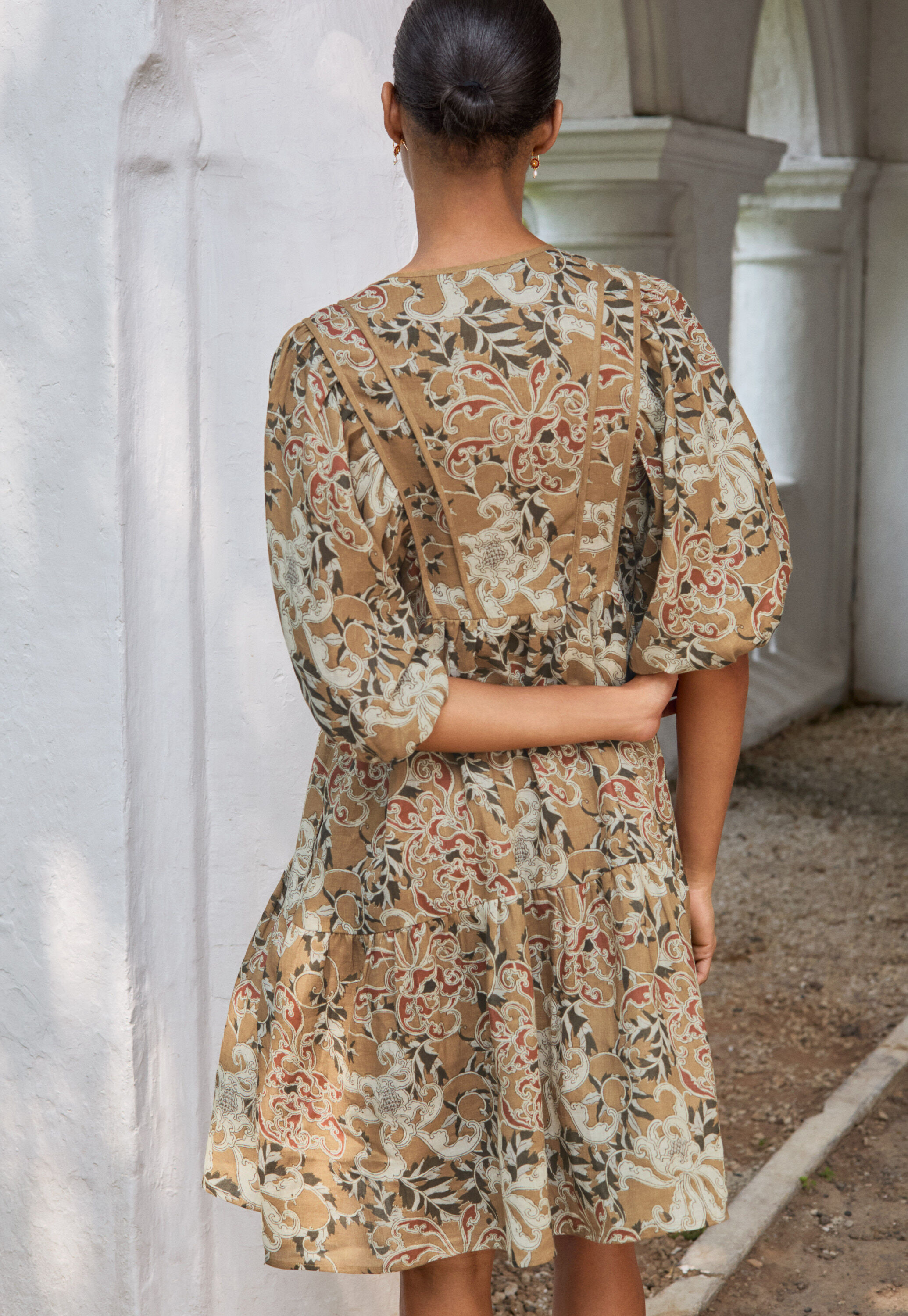 Printed dress, Sepia red, large