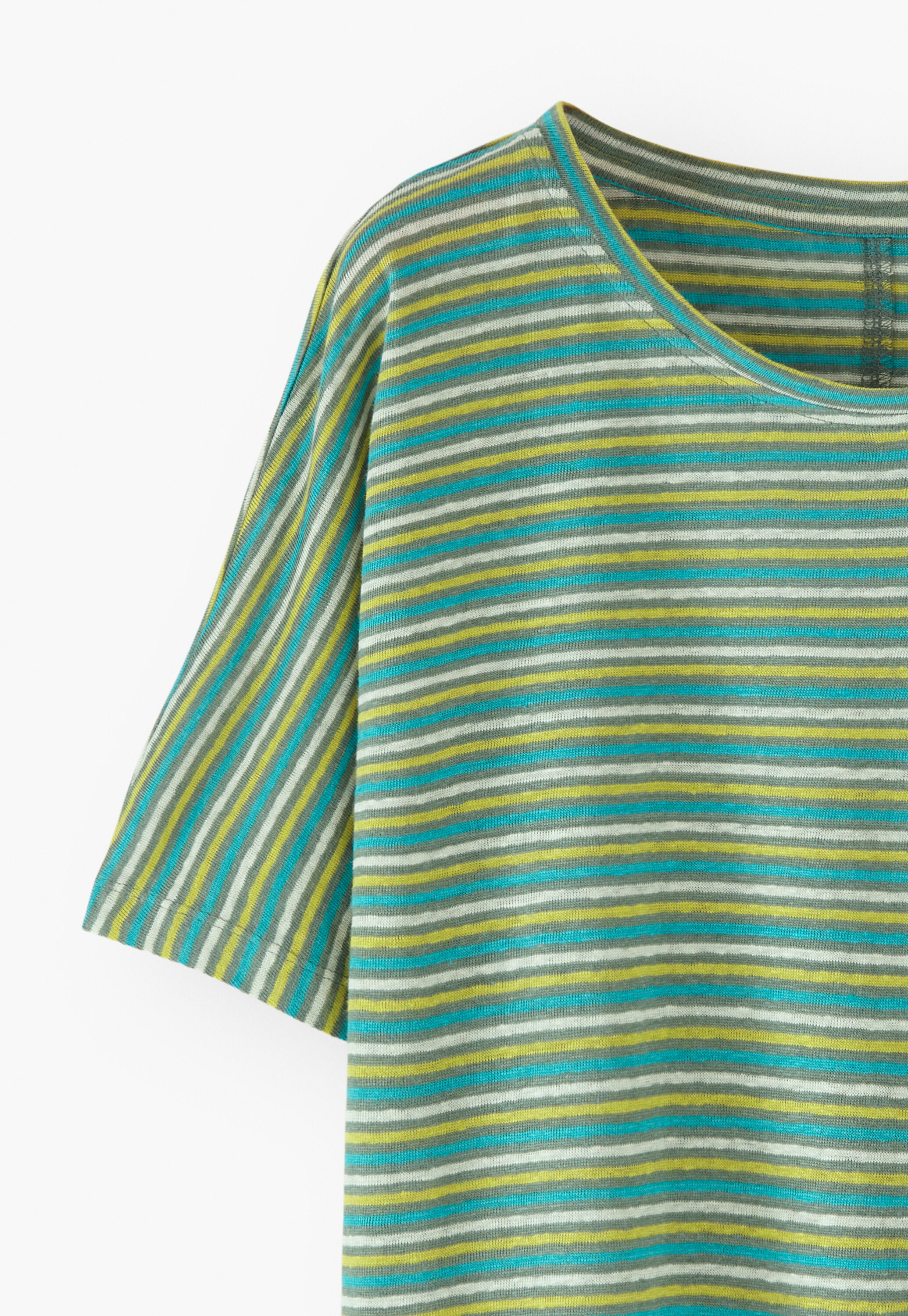 Striped T-shirt, Bay lime, large