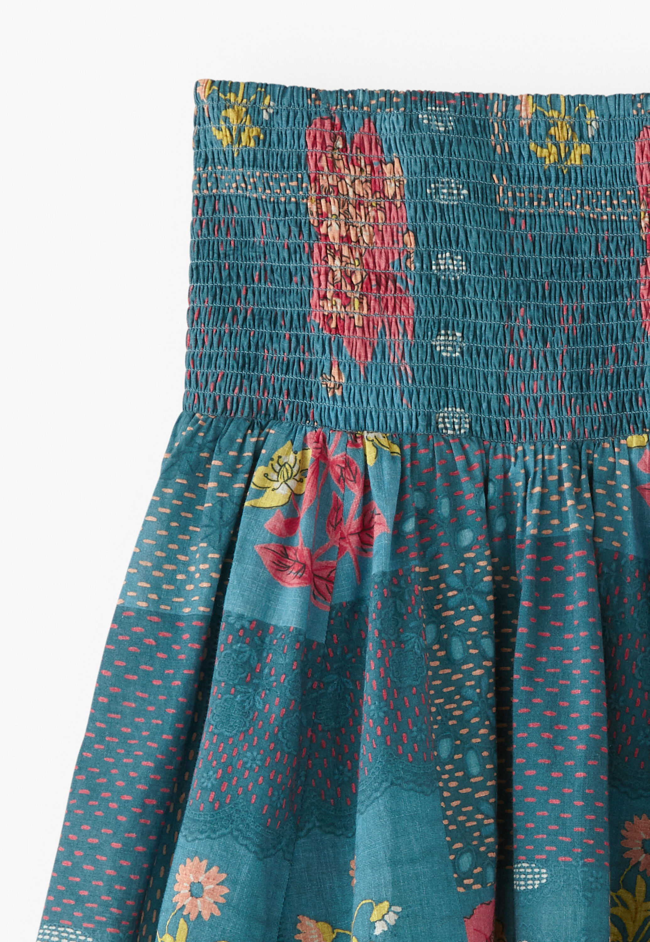 Patchwork printed skirt, Denim cerise, large