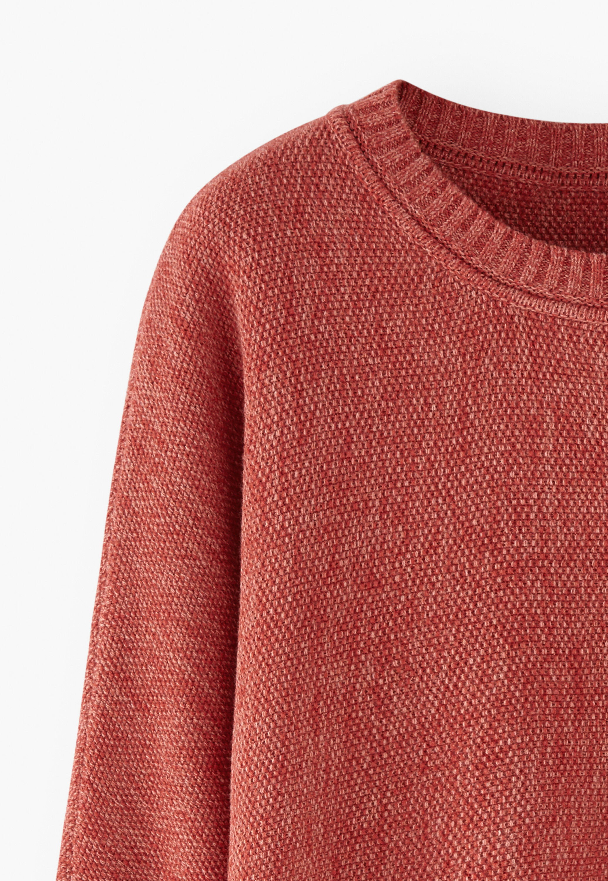 Moss-stitch sweater, Soft red, large