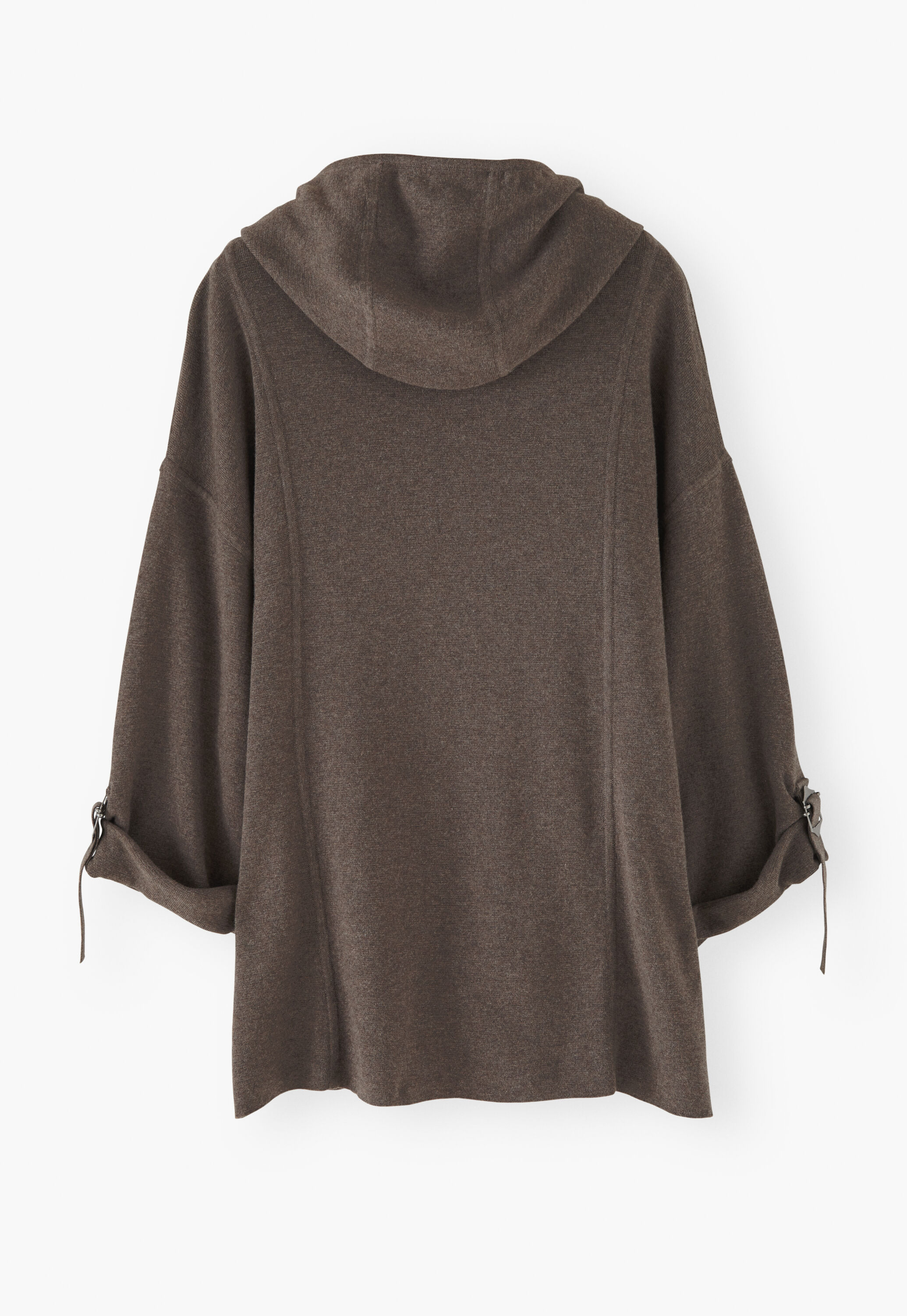 Knitted hooded jacket, Chocolate marl, large