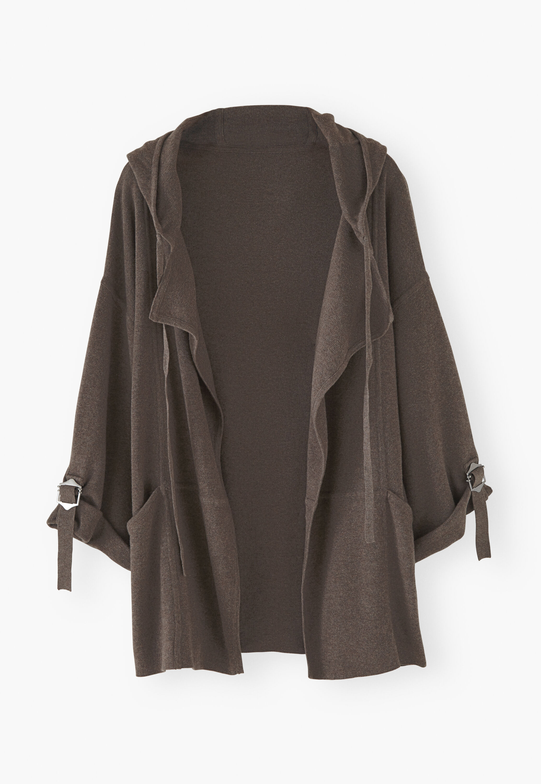 Knitted hooded jacket, Chocolate marl, large