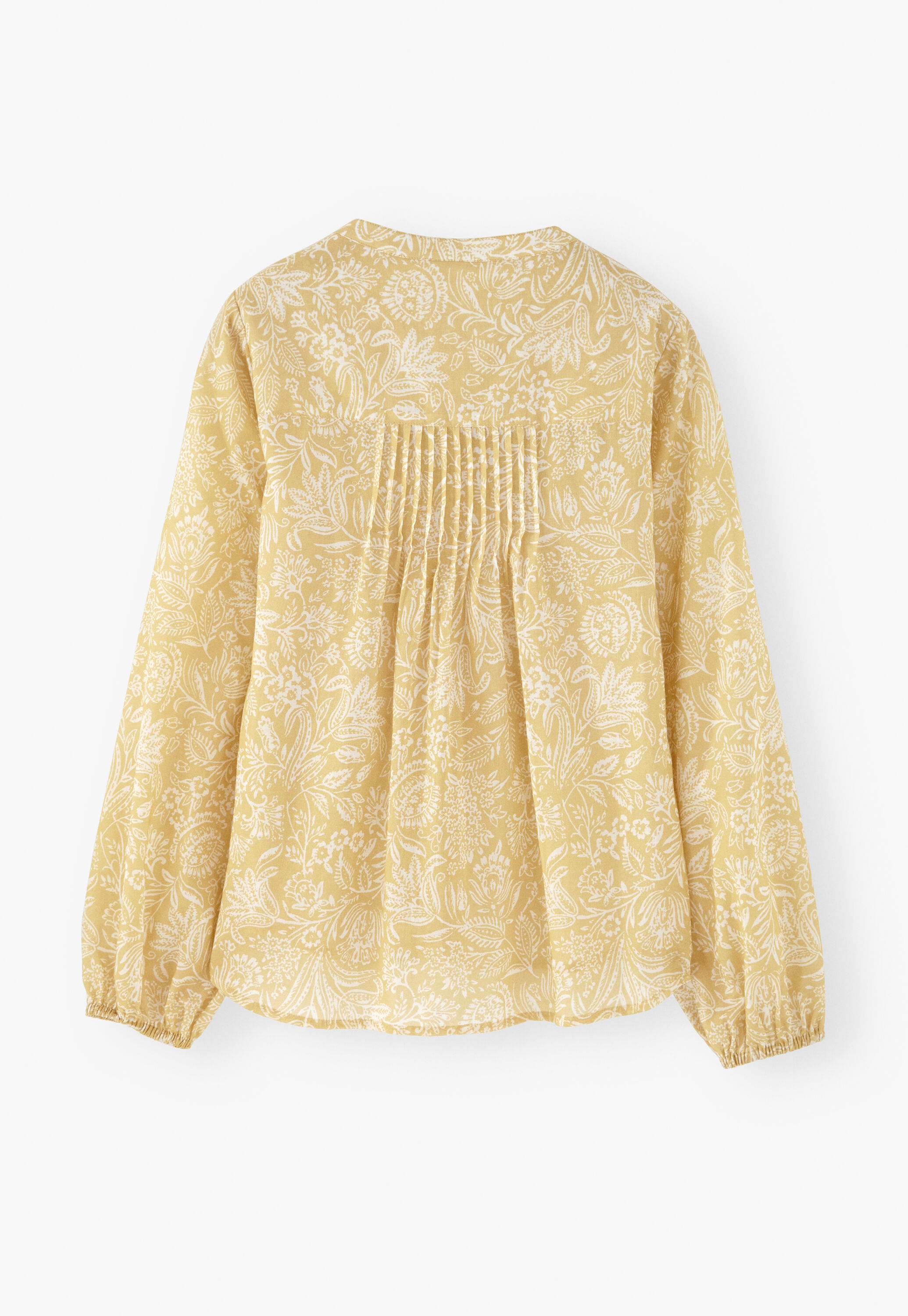 Printed lace-detail blouse, Yellow sun, large