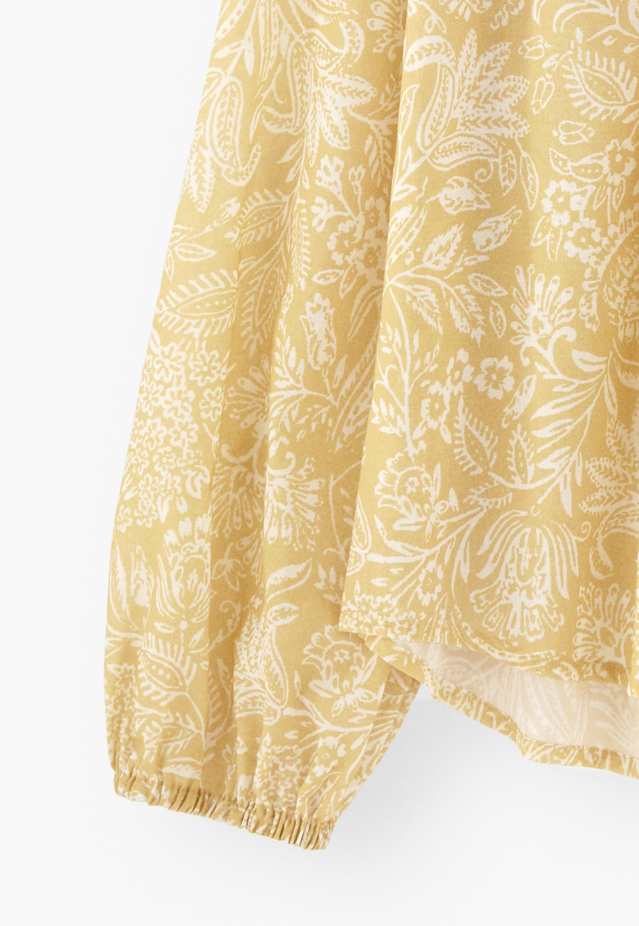 Printed lace-detail blouse, Yellow sun, large