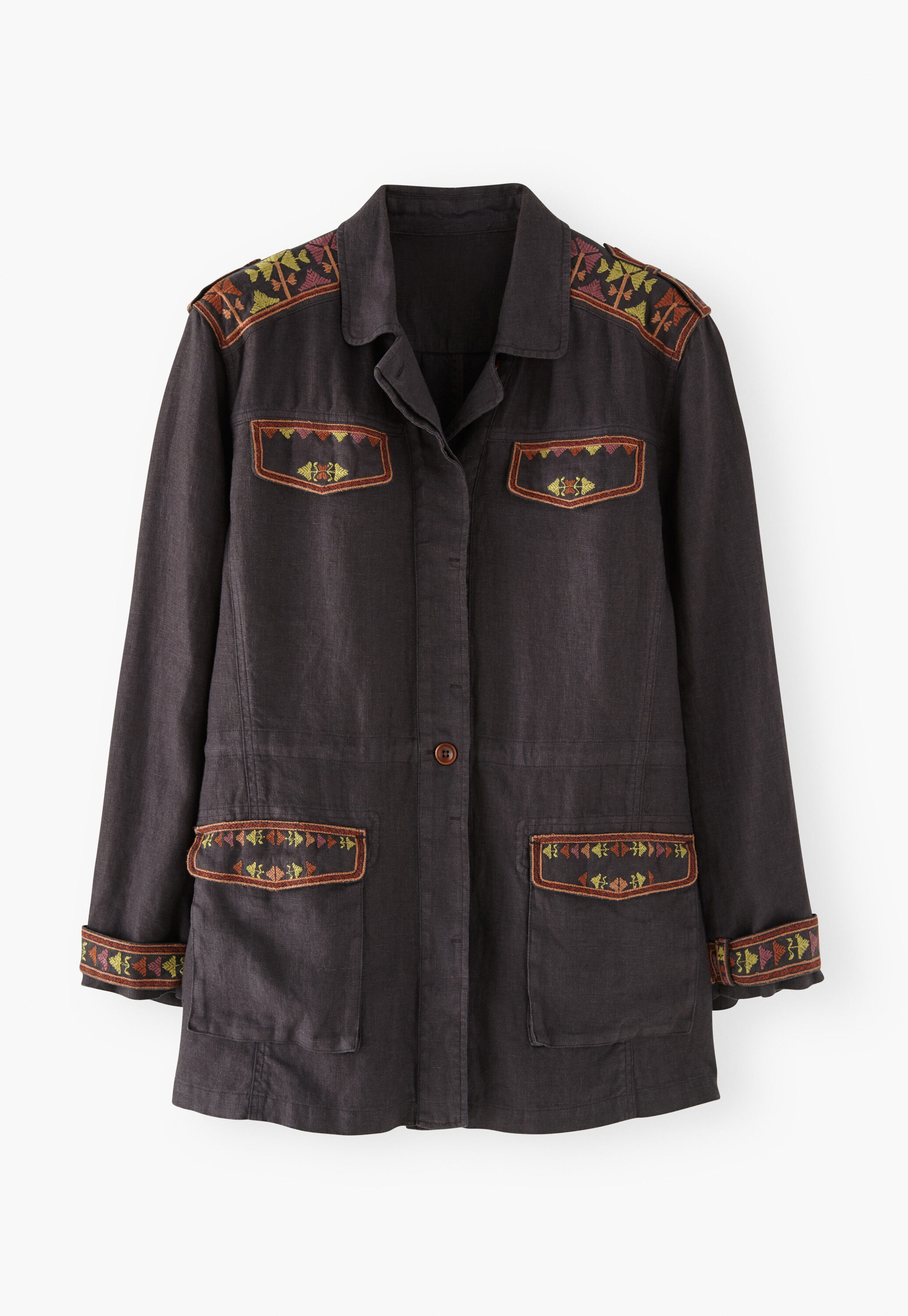 Embroidered jacket, Charcoal, large