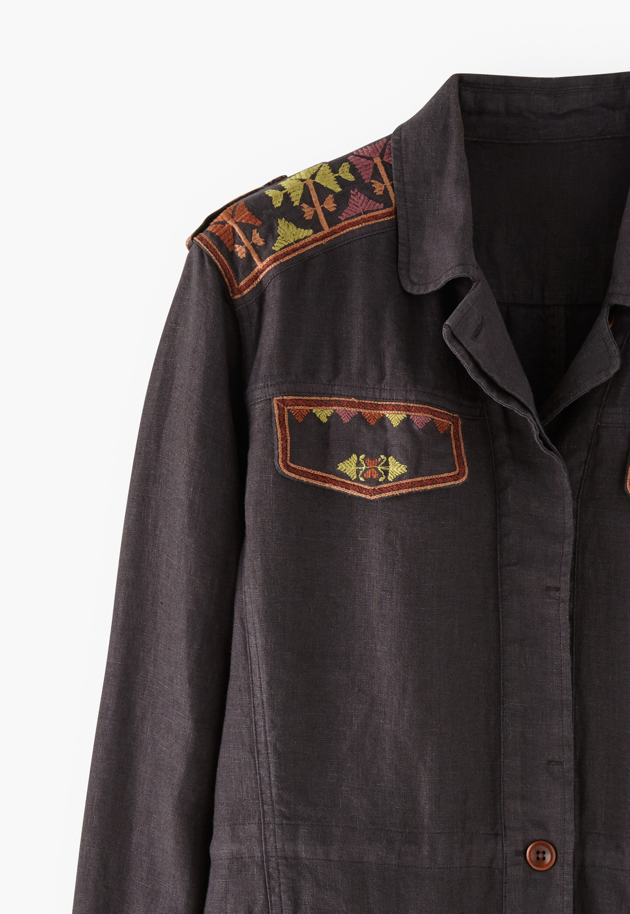 Embroidered jacket, Charcoal, large