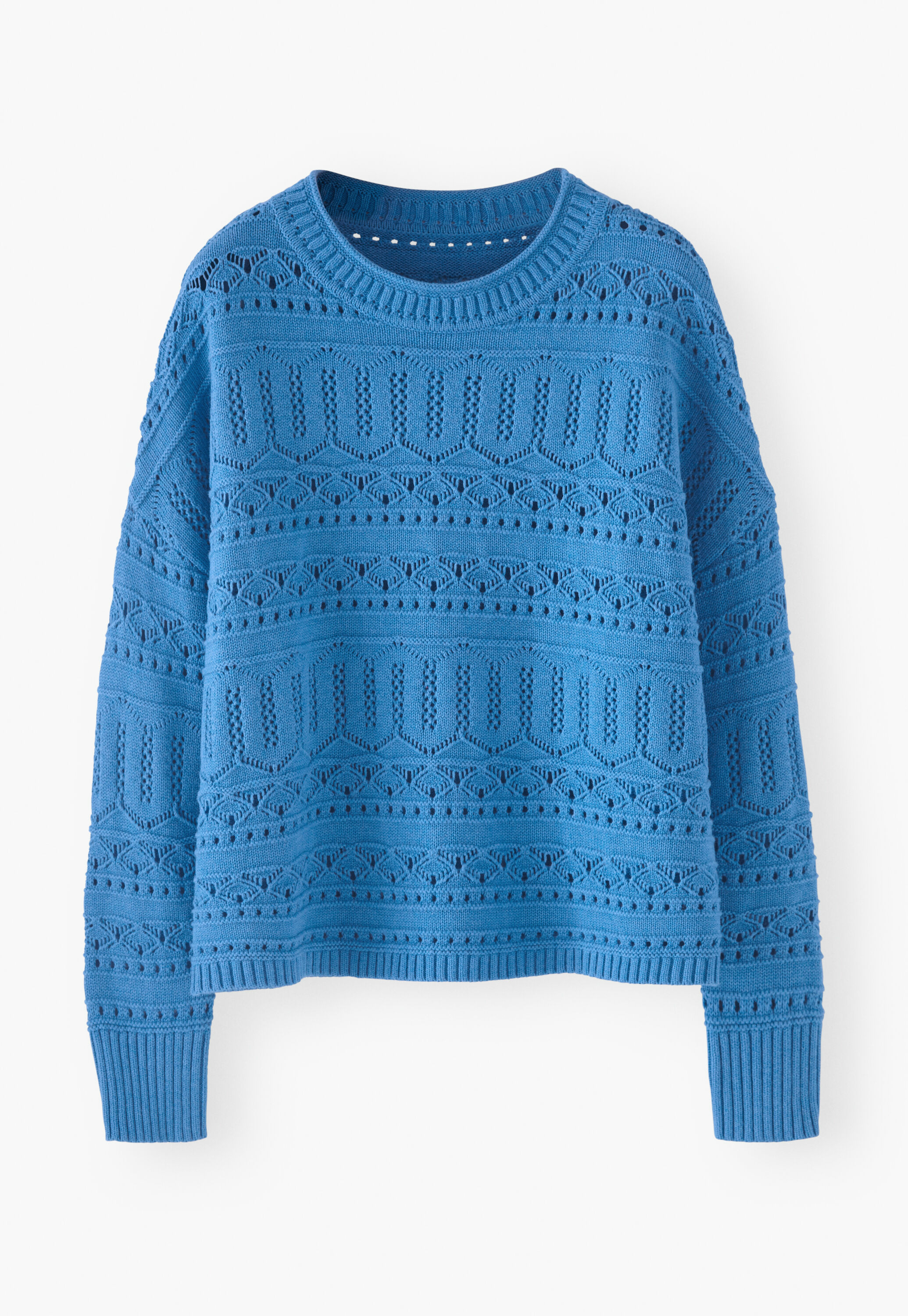 Pointelle sweater, Marine blue, large