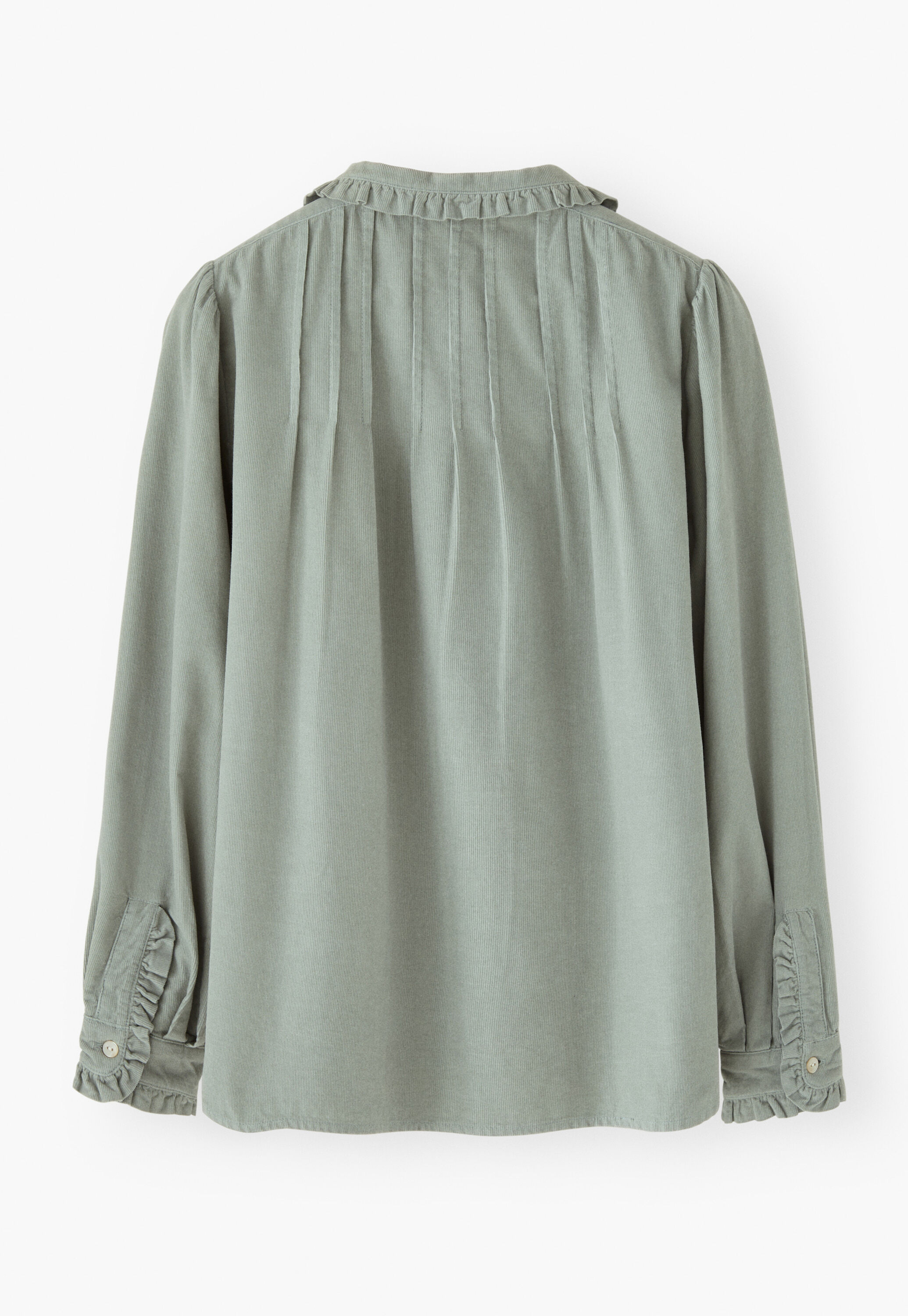 Cord pleated blouse, Dusty duck egg, large
