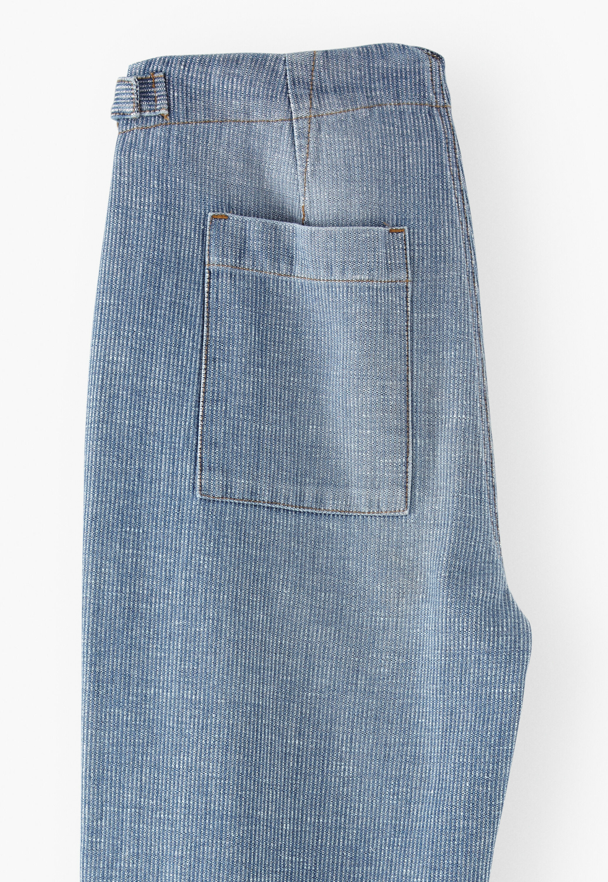 Barrel-leg striped trousers, Light wash, large