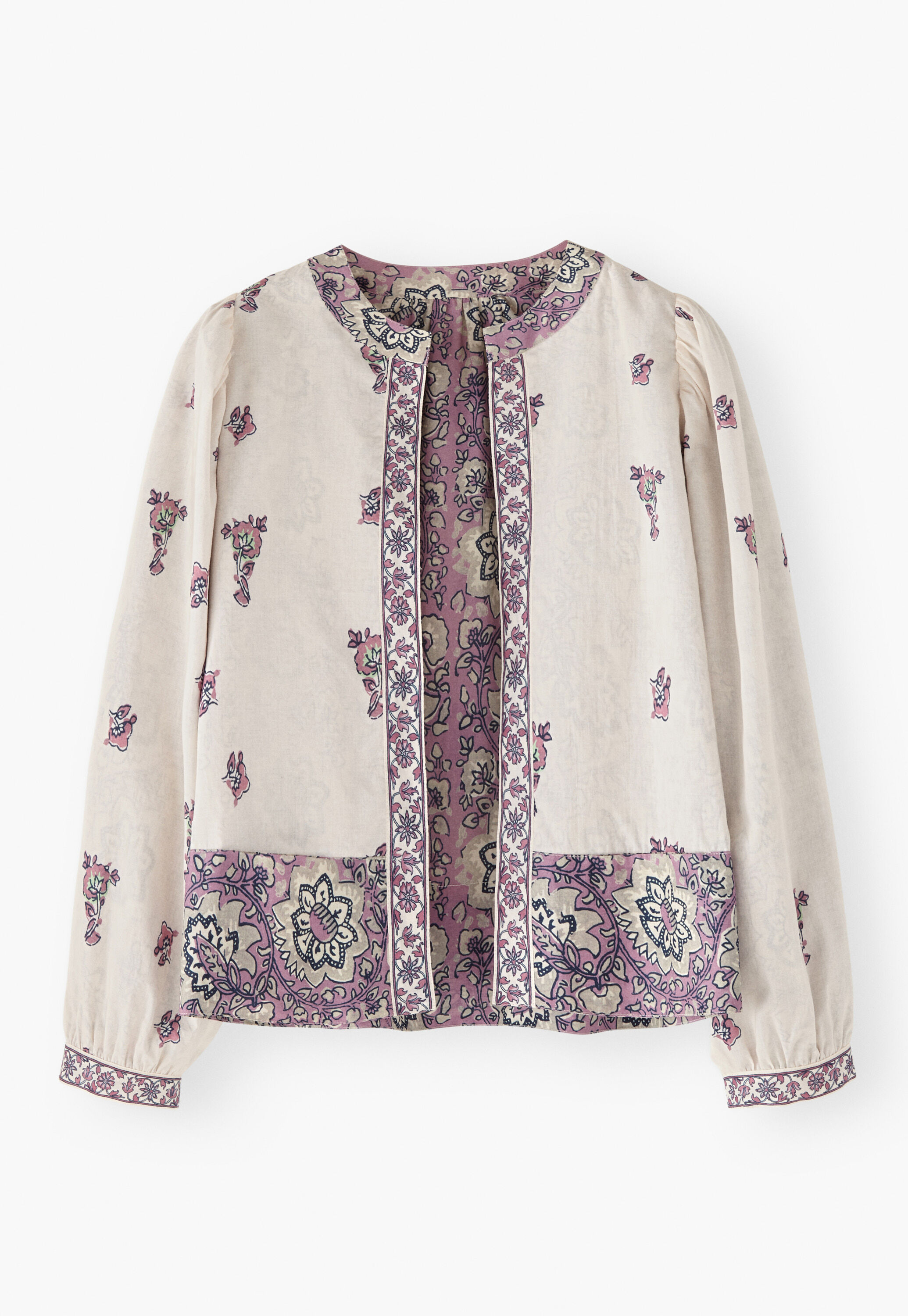 Reversible printed jacket, Ivory mauve, large