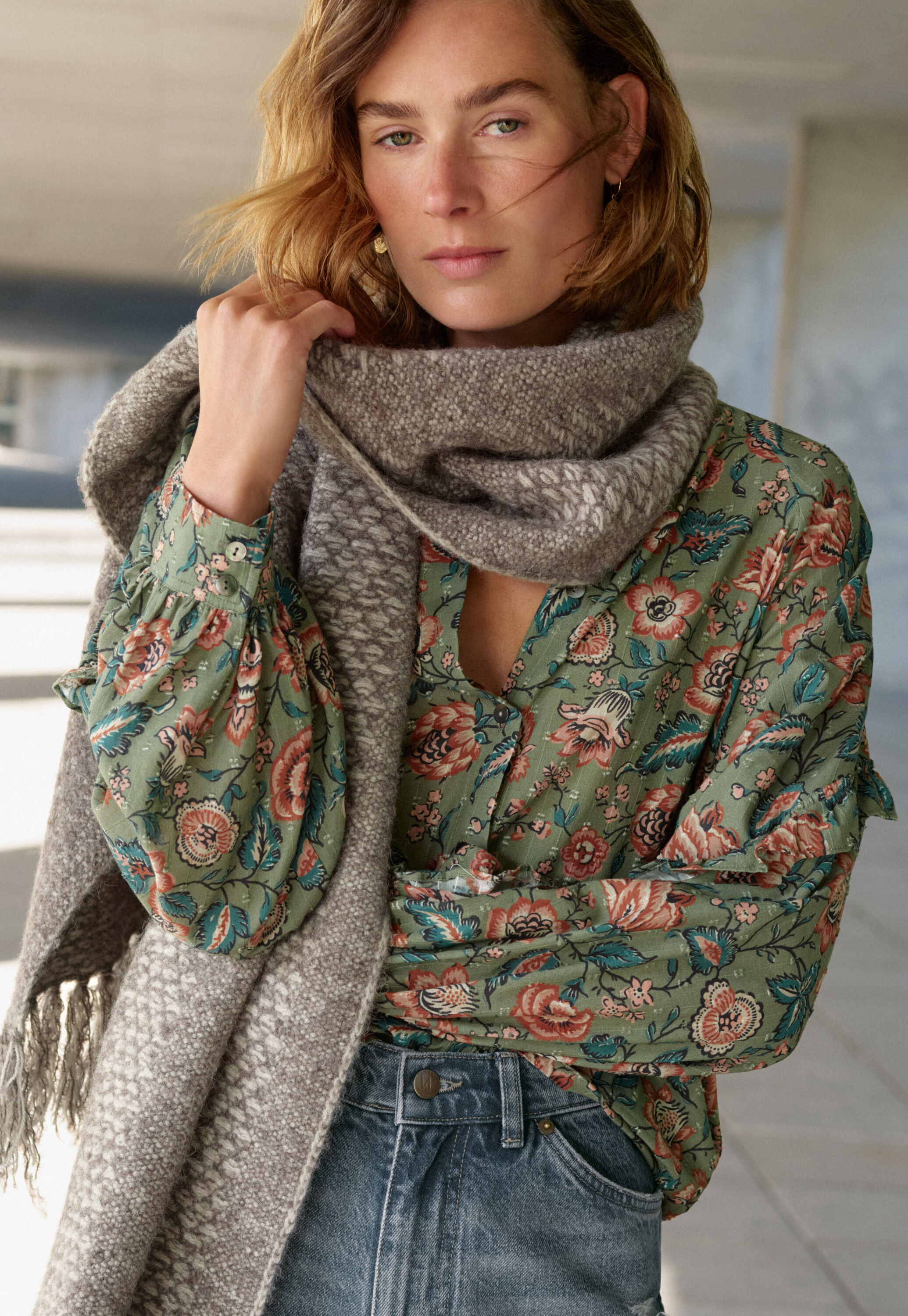 Printed Swiss-dot blouse