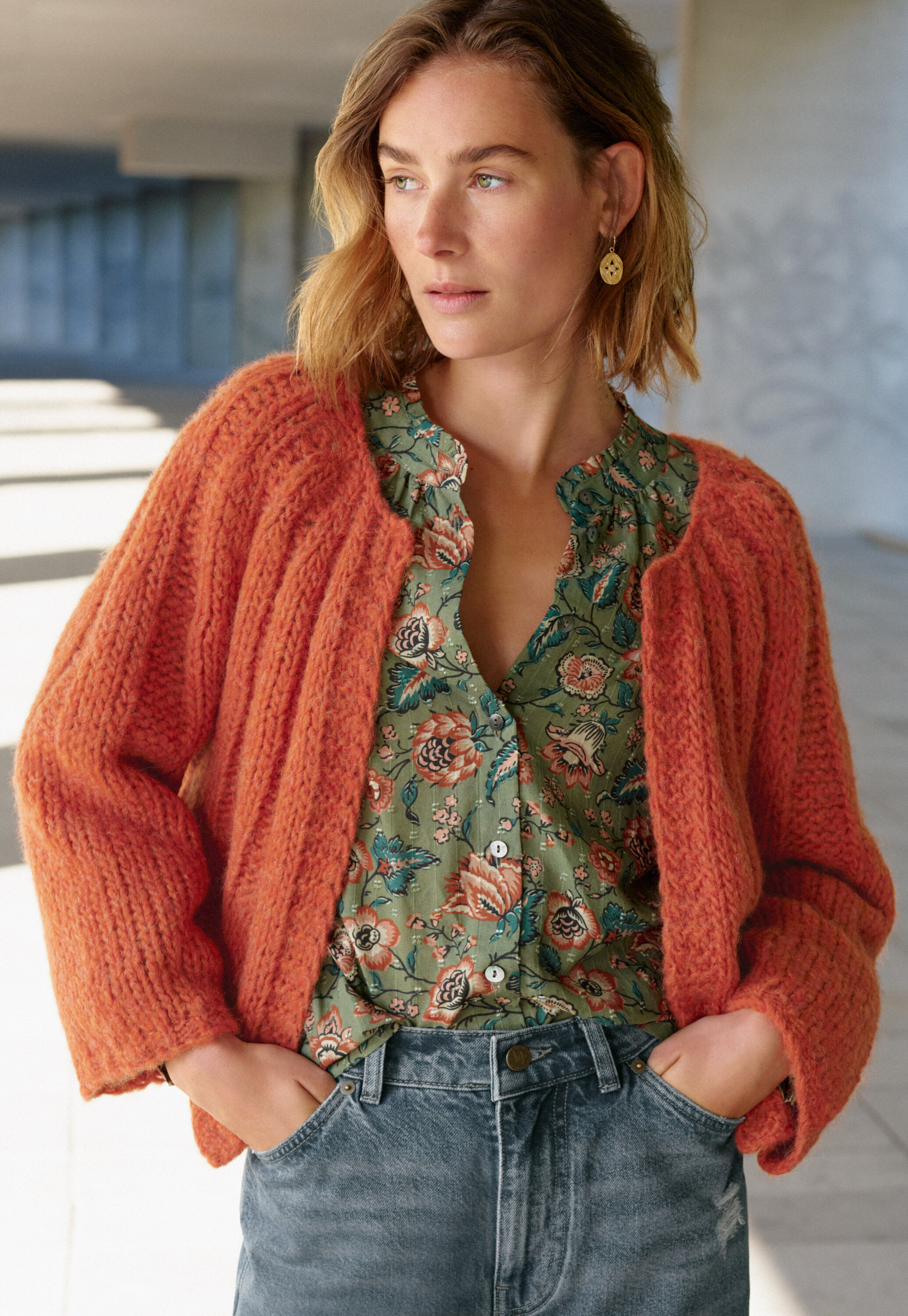 Printed Swiss-dot blouse